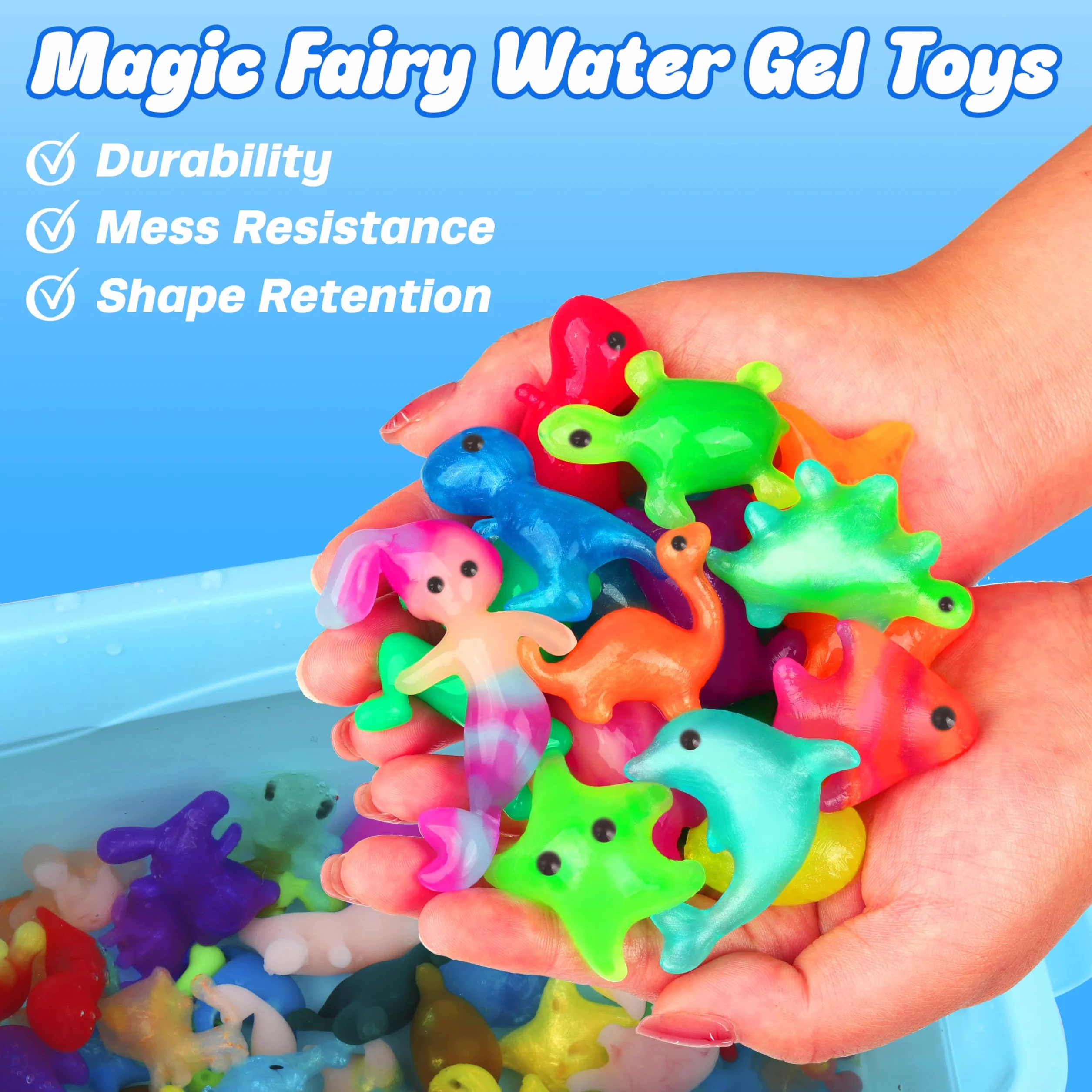 Mocoosy 20 kolorów Zestaw magicznych zabawek z elfem wodnym, kreatywny magiczny żel wodny 3D, zestaw do żelu wodnego Aqua Fairy z 20 magicznymi żelami i 16 kształtami, prezenty dla dzieci w wieku 3