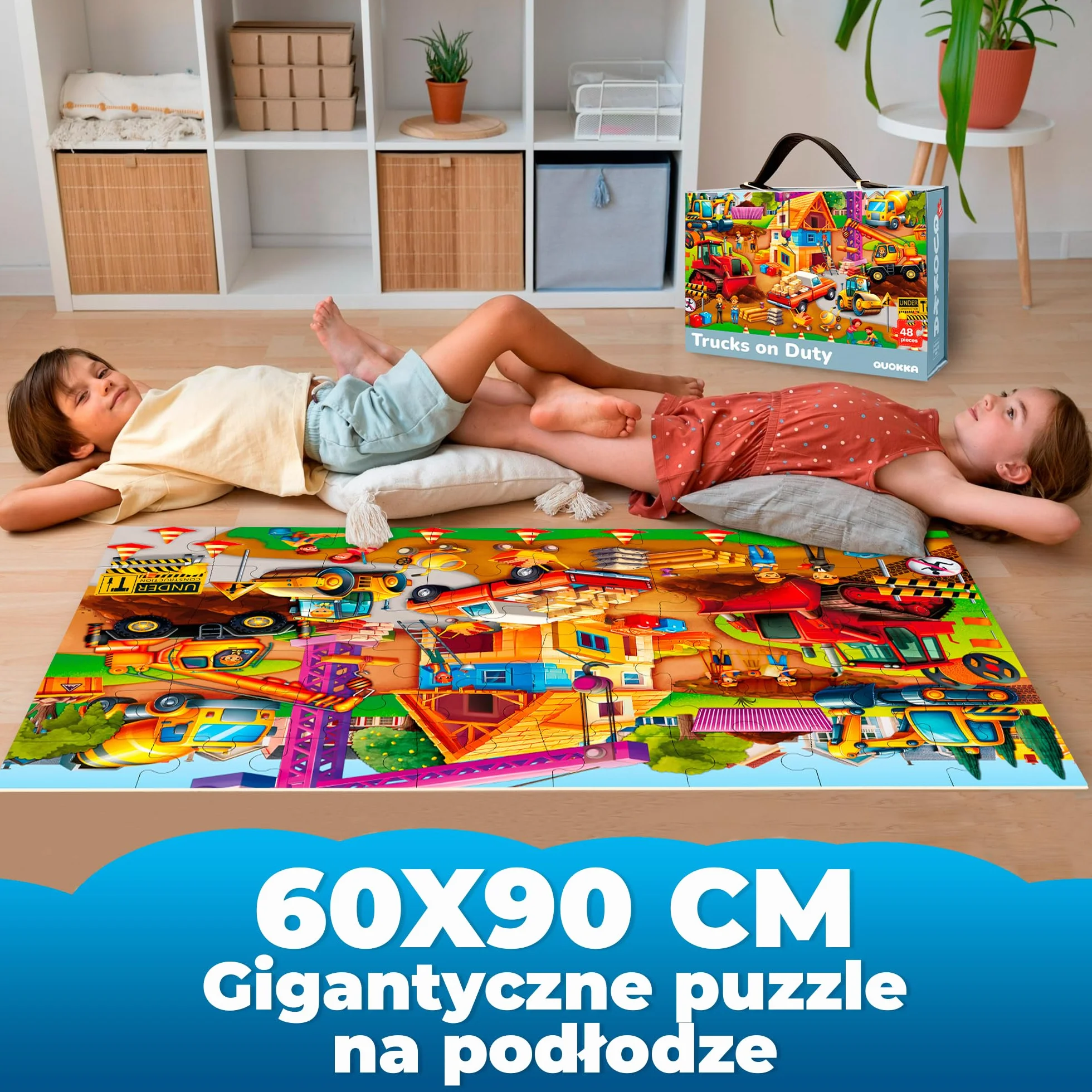 QUOKKA Gigantyczna Układanka Podłogowa Dla Dzieci W Wieku 3, 4, 5 Lat I Starszych Gigantyczne - 48 Puzzle Dla Dzieci W Wieku 5, 6 Lat - XXL O Wymiarach 60x90 Cm Z Elementami Do Nauki Budowania