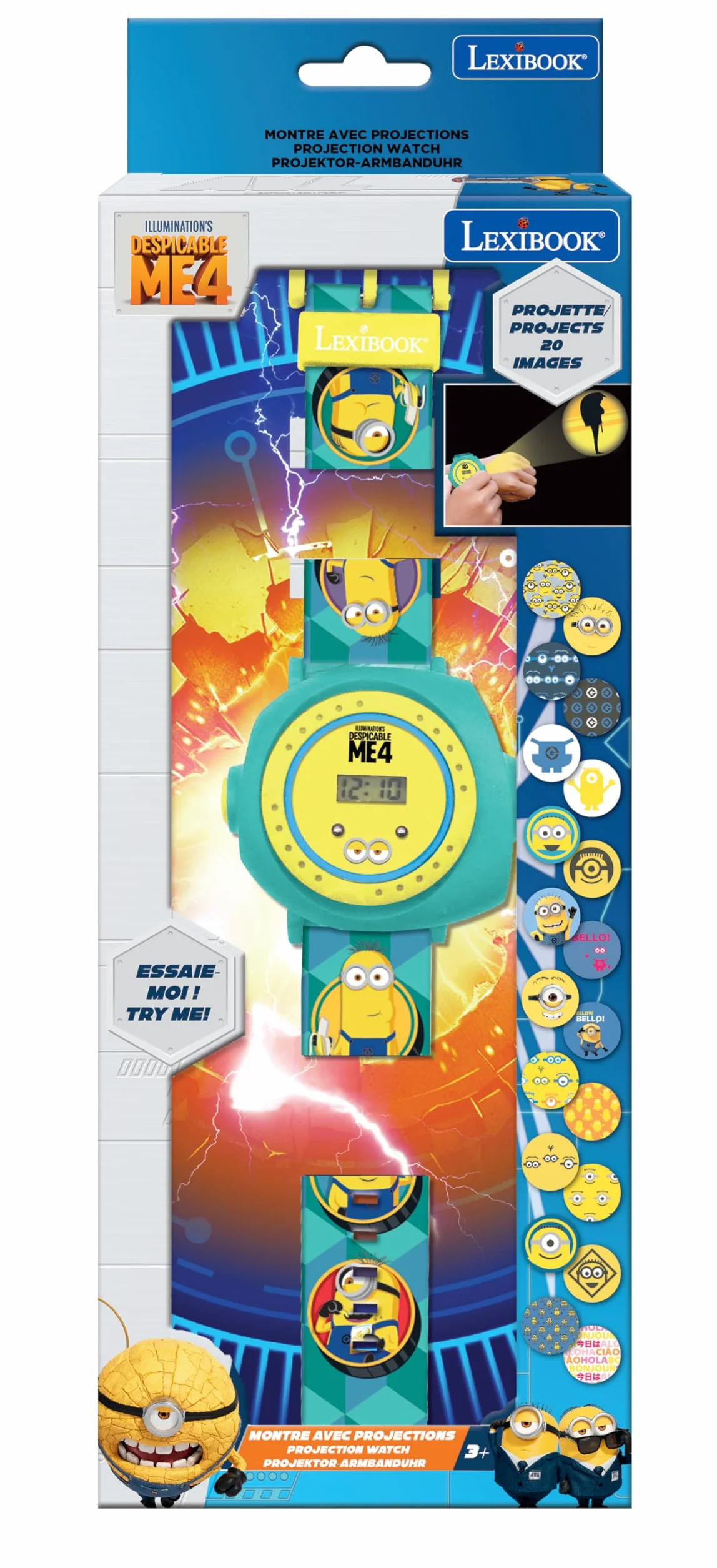 Lexibook, Despicable Me Minions, regulowany cyfrowy ekran projekcyjny, 20 obrazów, dla dzieci, żółty/niebieski, DMW050DES