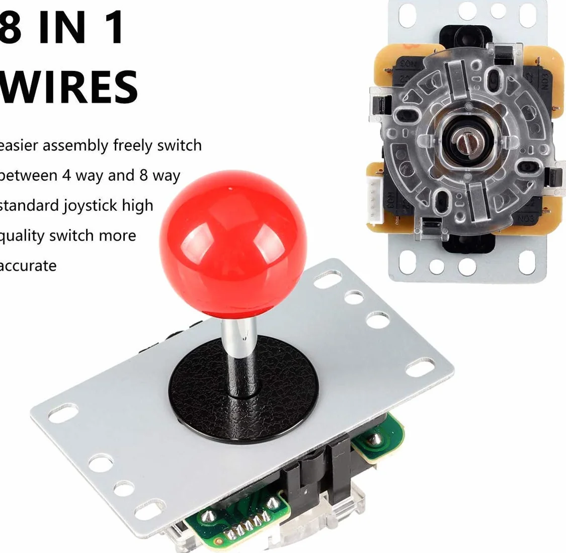 Fosiya Joystick dla 2 graczy, LED, chromowane przyciski do PC MAME Raspberry Pi Gry wideo, części do szafek zręcznościowych (zestaw mieszany)