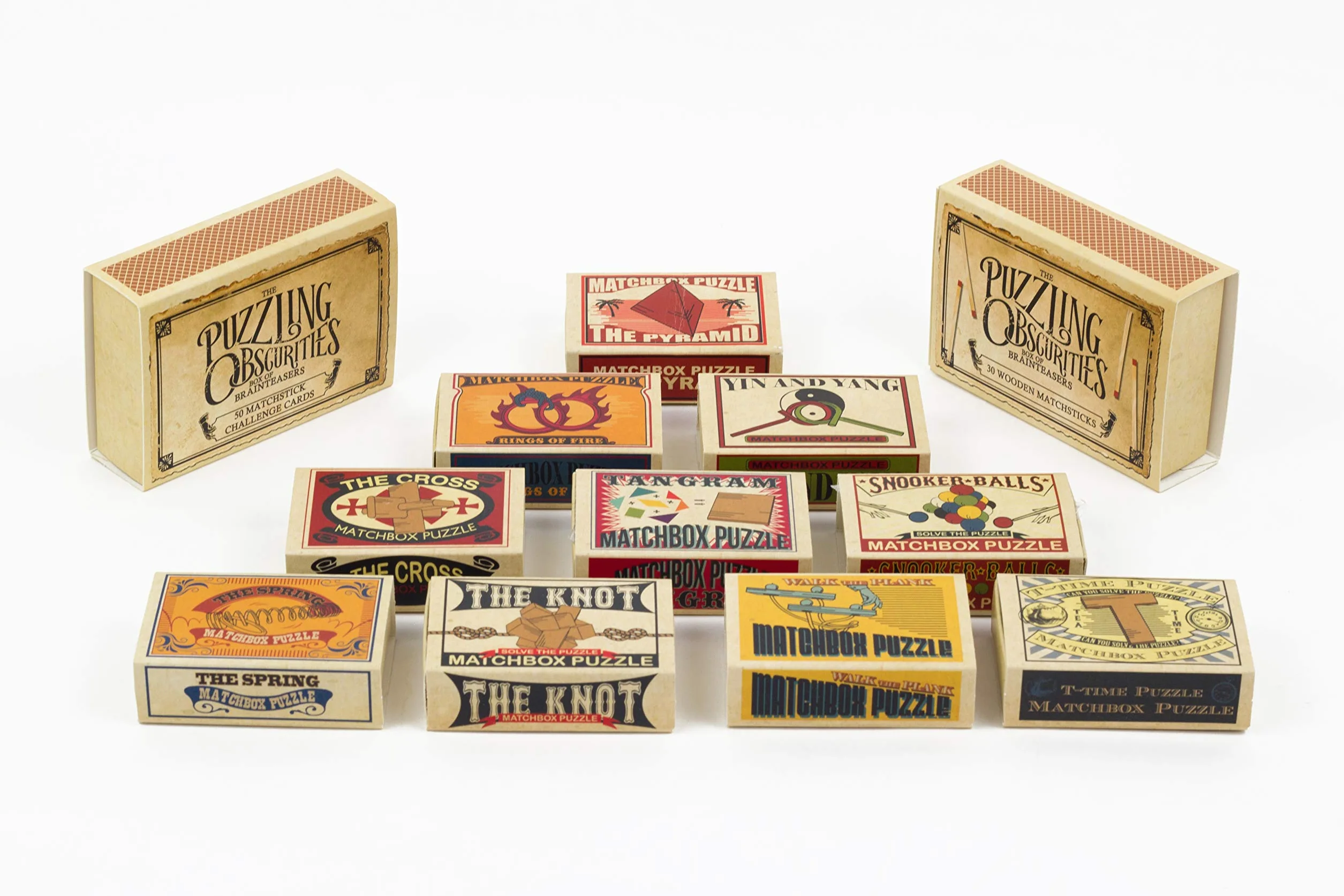 Professor Puzzle, Puzzling Obscurities Box of Brainteasers - 10 unikalnych puzzli z pudełkiem zapałek i 50 unikalnych wyzwań związanych z dokuczaniem mózgu