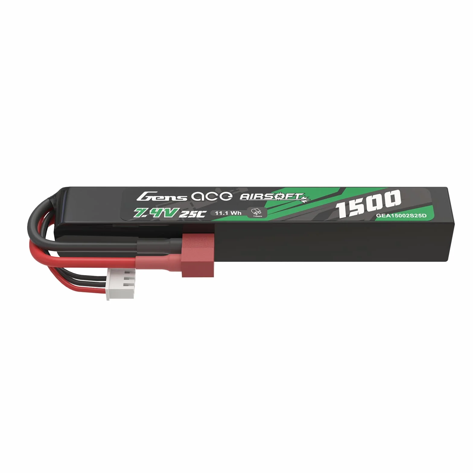 Gens ace Akumulator LiPo 2S 1500 mAh 25C 7,4 V LiPo z wtyczką Deans T, pasuje do modeli RC i trzonków LE