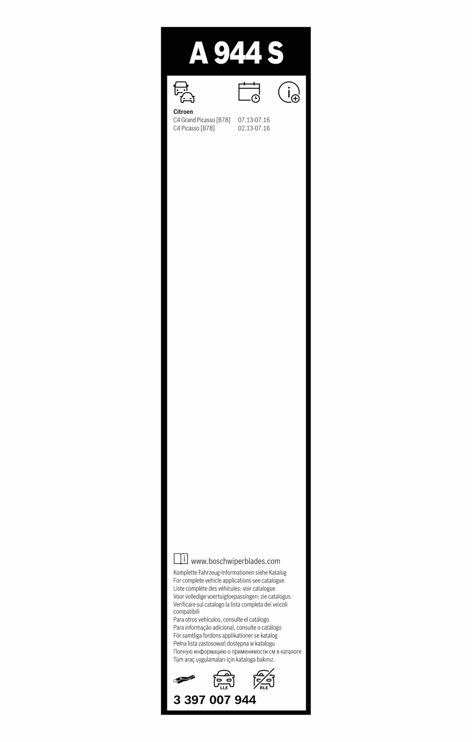 Bosch Wycieraczki Aerotwin A944S, długość: 800 mm/750 mm – zestaw do przedniej szyby