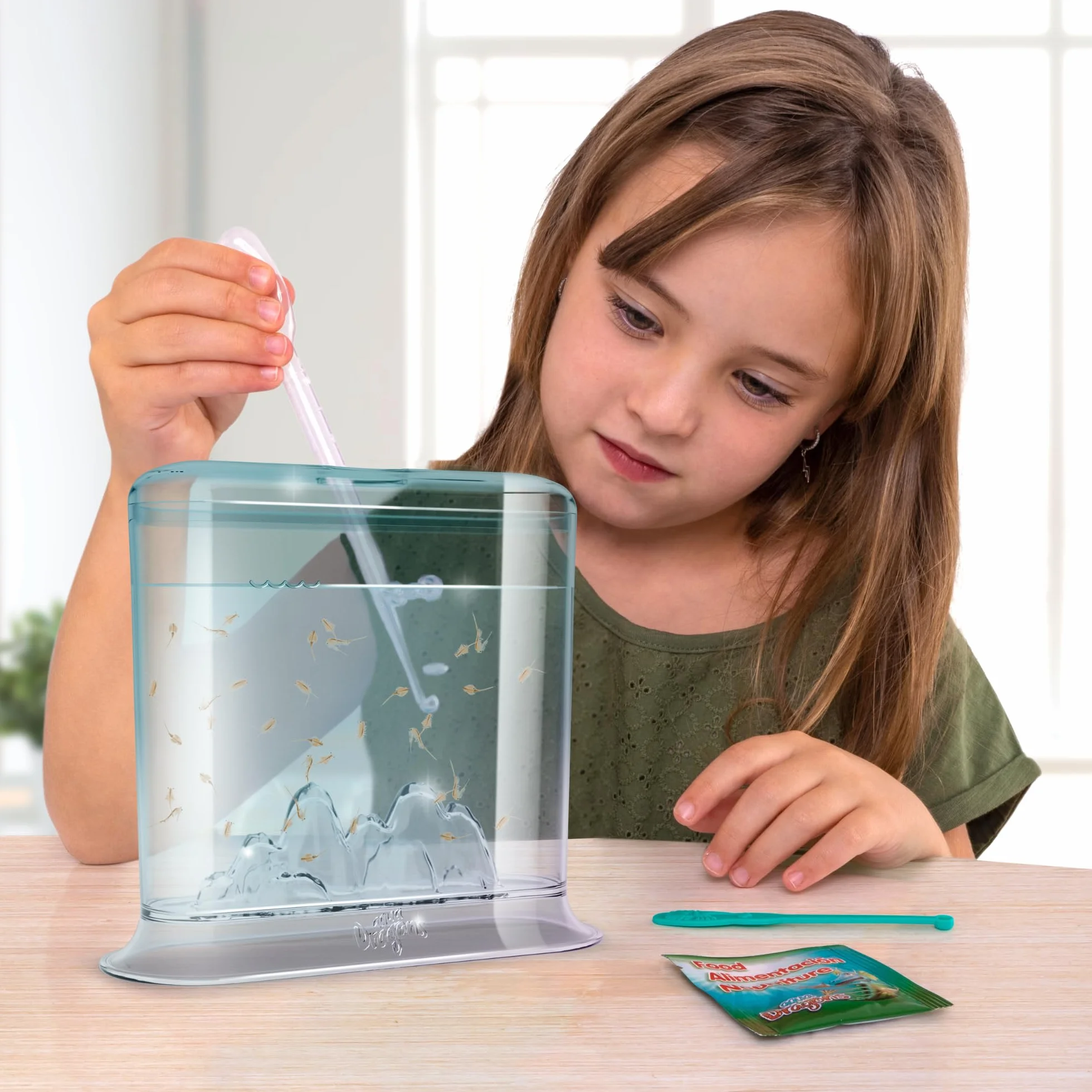 Aqua Dragon Underwater World Water Pet Kit, Stem Educational Toy Kit, Inkubacja i hodowla żywych zwierząt, jajka, jedzenie, łyżka, szkło powiększające, dla dzieci w wieku od 6 lat 17 x 6 x 18 cm