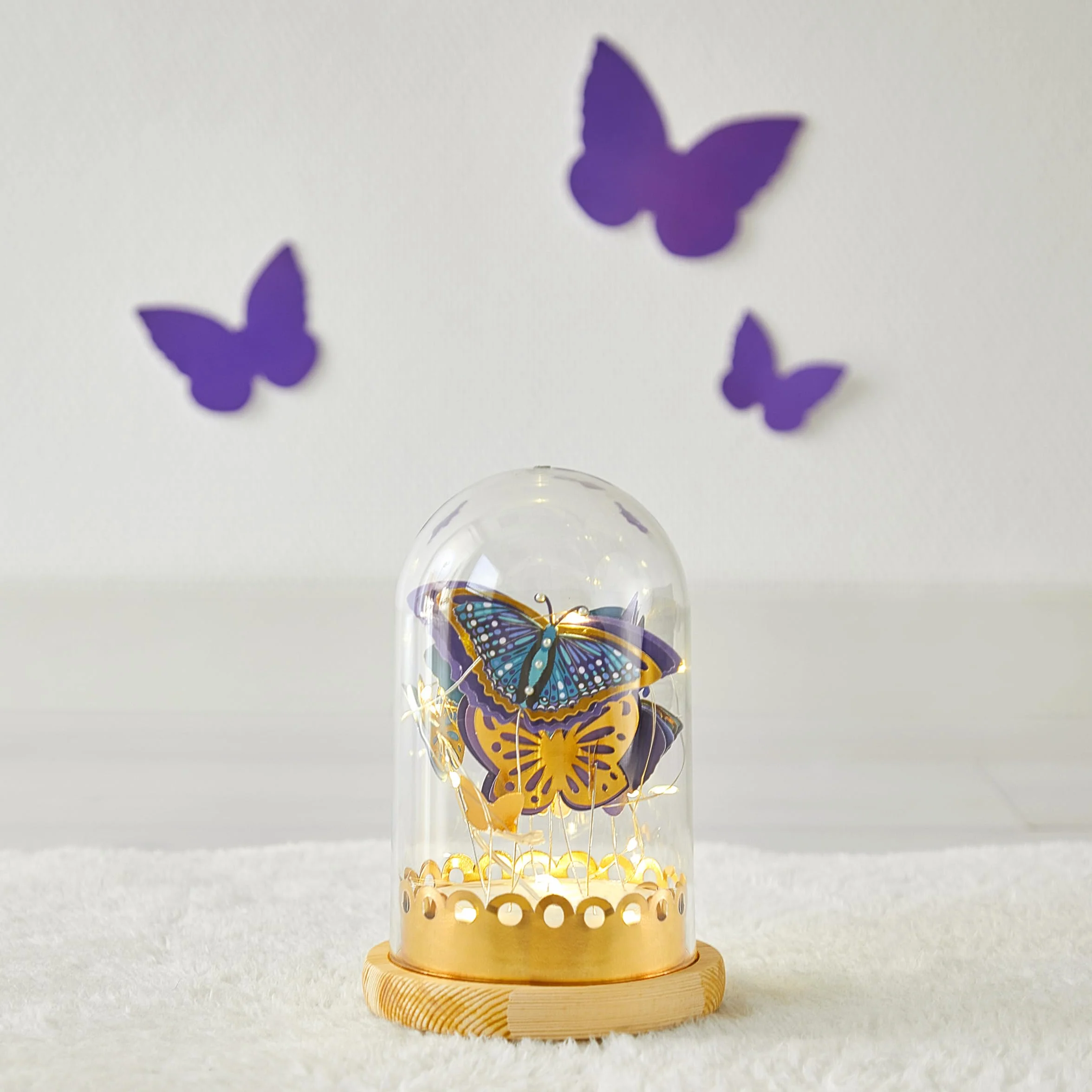 Janod Create-Your-Own Light-Up Blue & Gold Butterfly Bell Jar-Les Ateliers Déco Zestaw Sztuki i Rzemiosła Dla Dzieci - Doskonałe Umiejętności motoryczne i Koncentracja - 8 lat +, J07878, Wielokolorowy