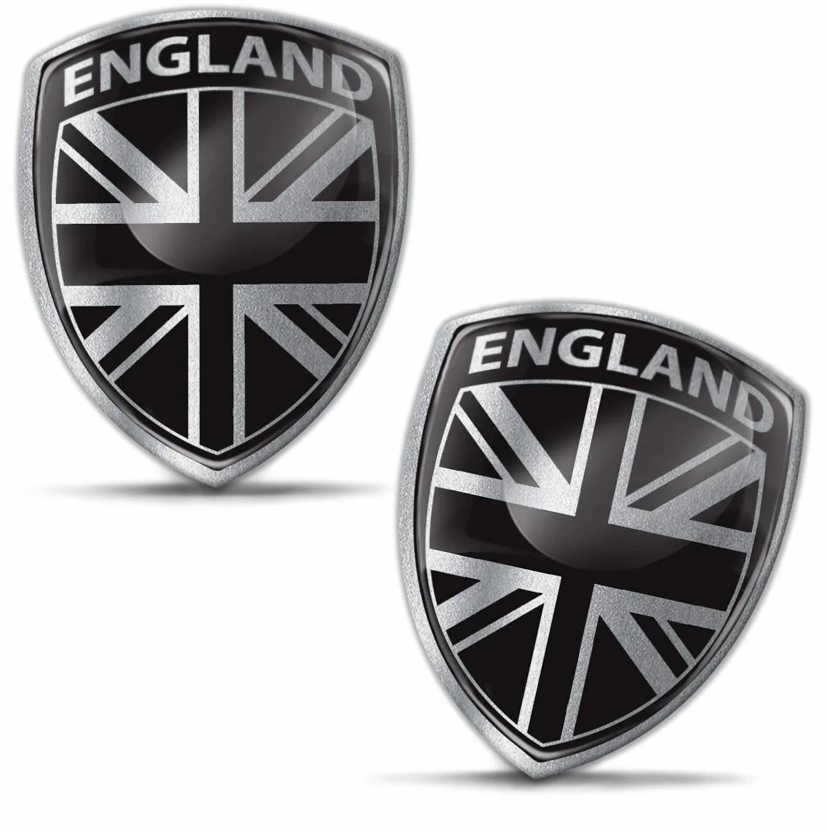 Biomar Labs 2 x wypukłe silikonowe naklejki 3D odznaka naklejka emblemat samochód kask motocyklowy UK GB Union Jack Wielka Brytania Wielka Brytania Wielka Brytania brytyjska srebrna flaga narodowa F