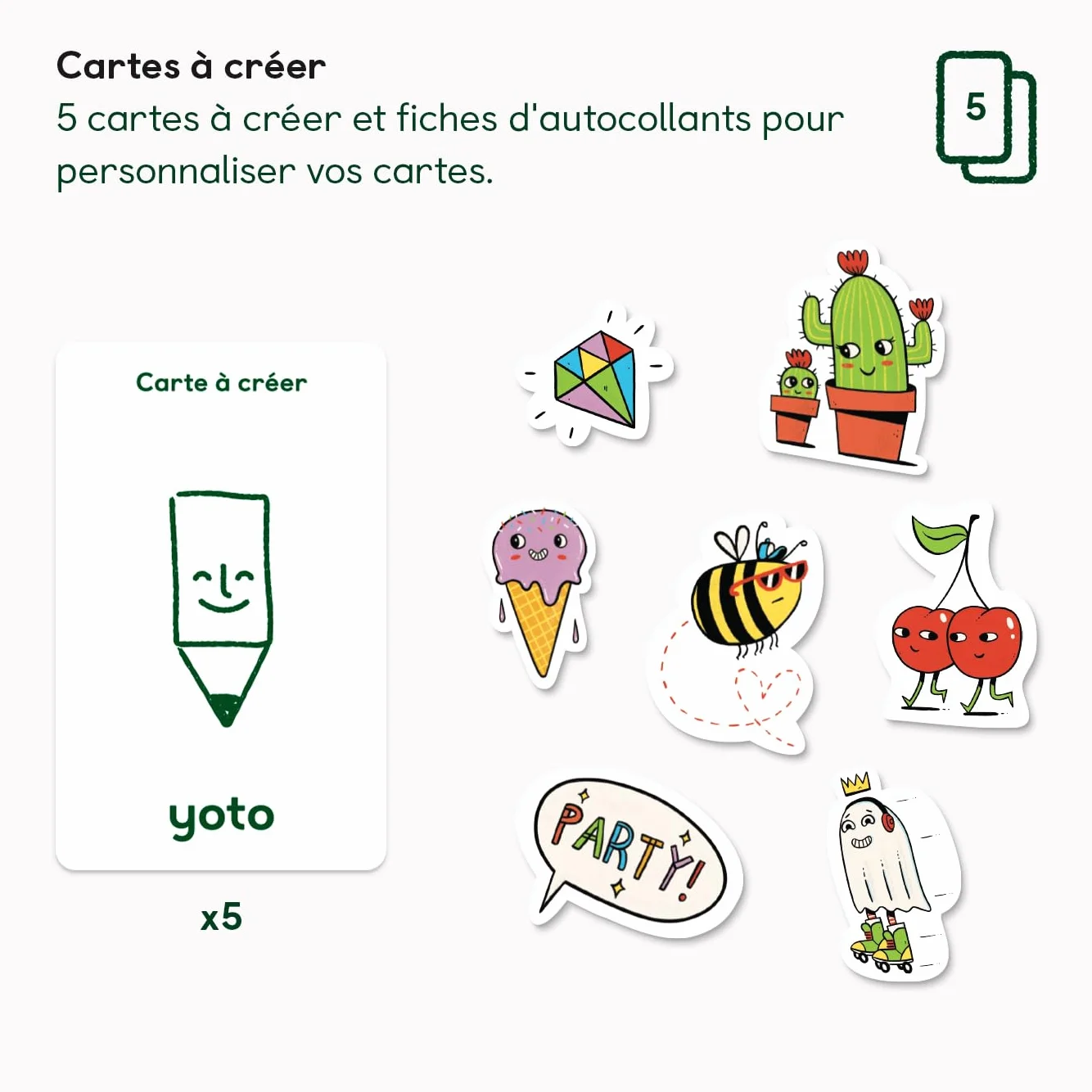 Yoto Make Your Own (Pack of 5)- Kids puste karty audio (instrukcje francuskie) do użytku z Yoto Player & Mini All-In-1 Audio Player, dla dzieci w każdym wieku