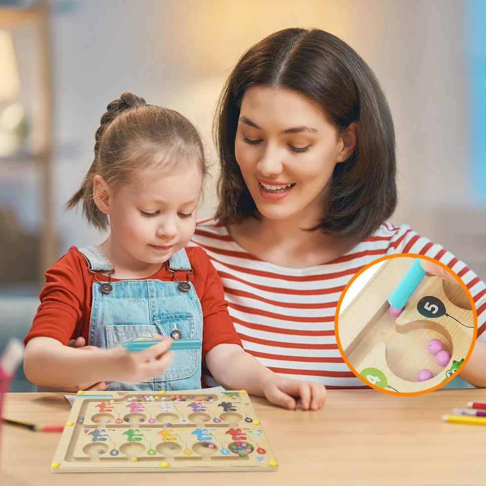 Ainiv Magnetyczna Gra Labirynt, Kolory Nauka Sortowania Gra, Zabawki Montessori od 3 lat Zabawki Drewniane Zabawki Motoryczne Zabawki Edukacyjne od 3 4 5 6 7 lat Dzieci Chłopcy Dziewczynki