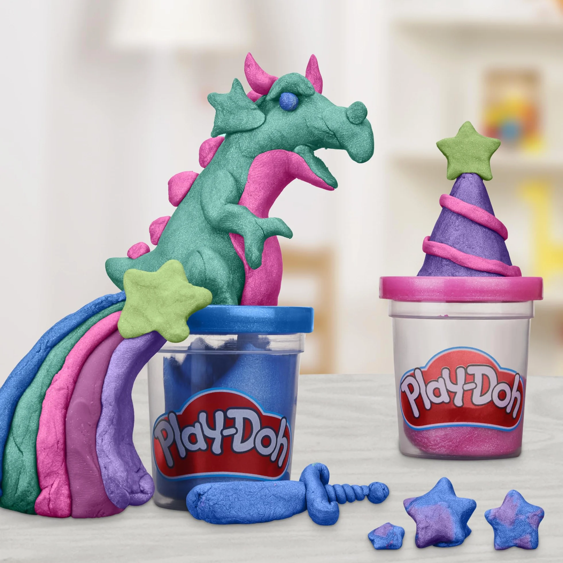 Play-Doh Sześciopak z kolekcją błyszczącej ciastoliny Play-Doh, plastyczne zabawy dla dzieci