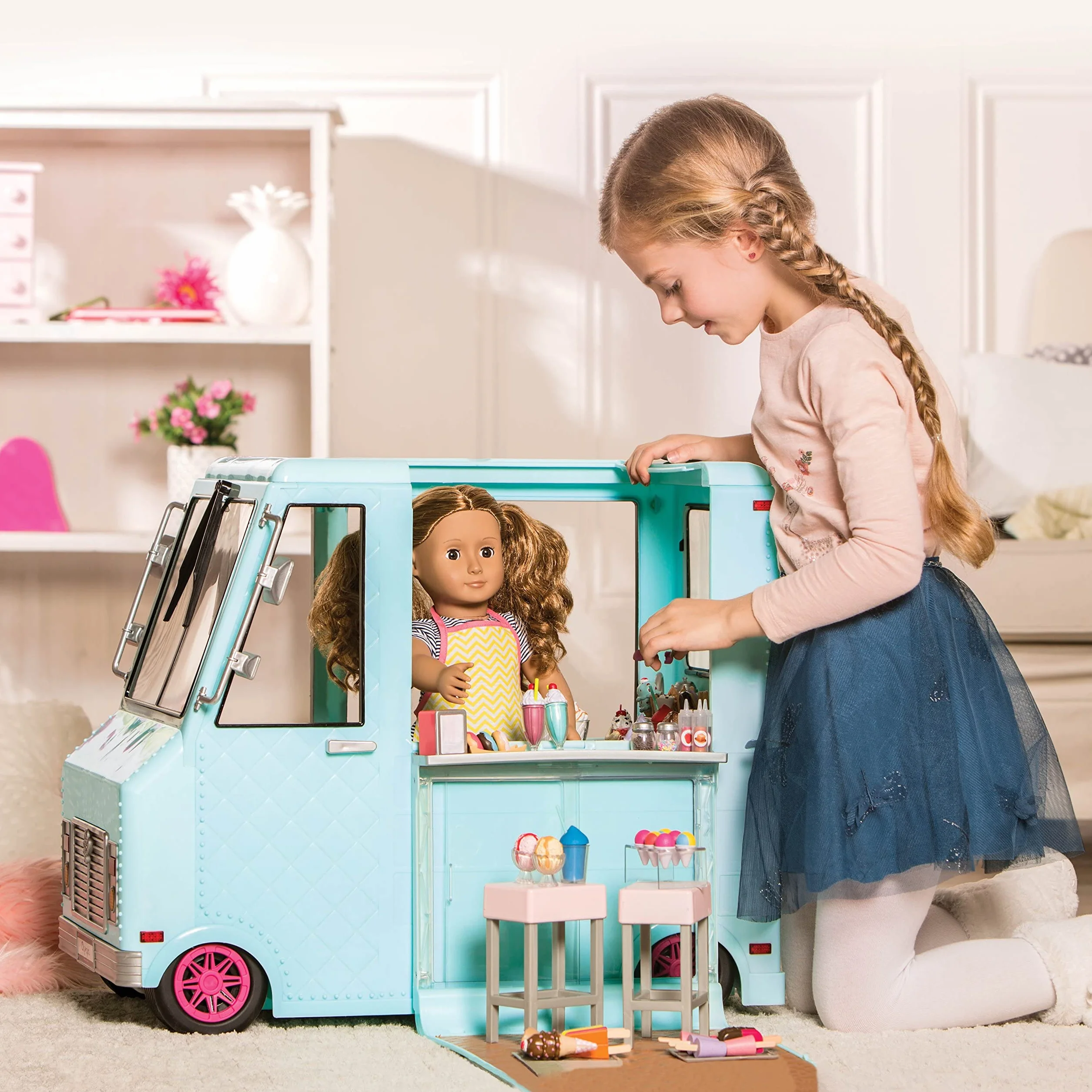 Our Generation 44487 OG (Ice Cream Truck wózek na lody, niebieski