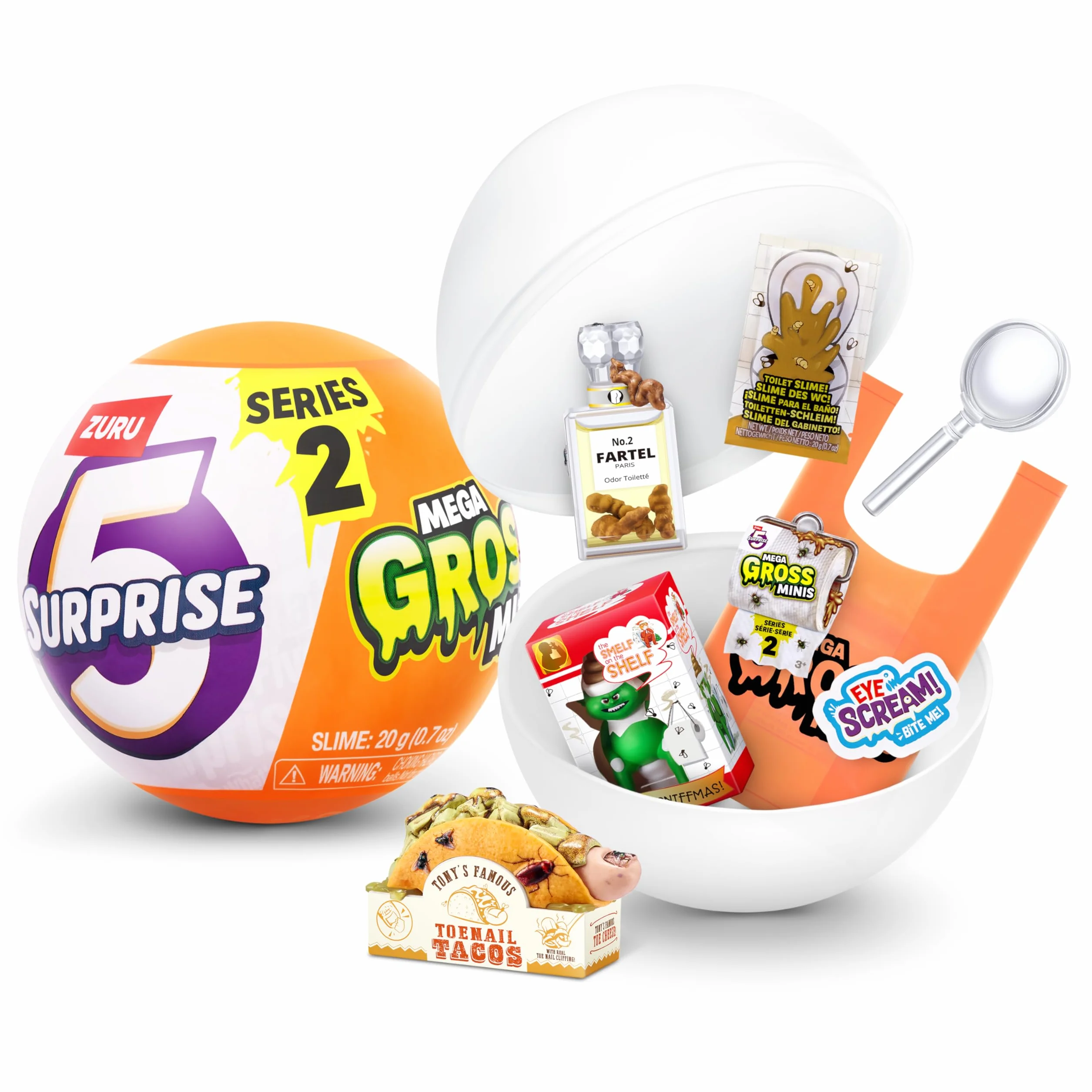5 Surprise Mega Gross Minis seria 2 firmy ZURU, tajna, kolekcjonerska, mini, parodia (1 kapsułka)