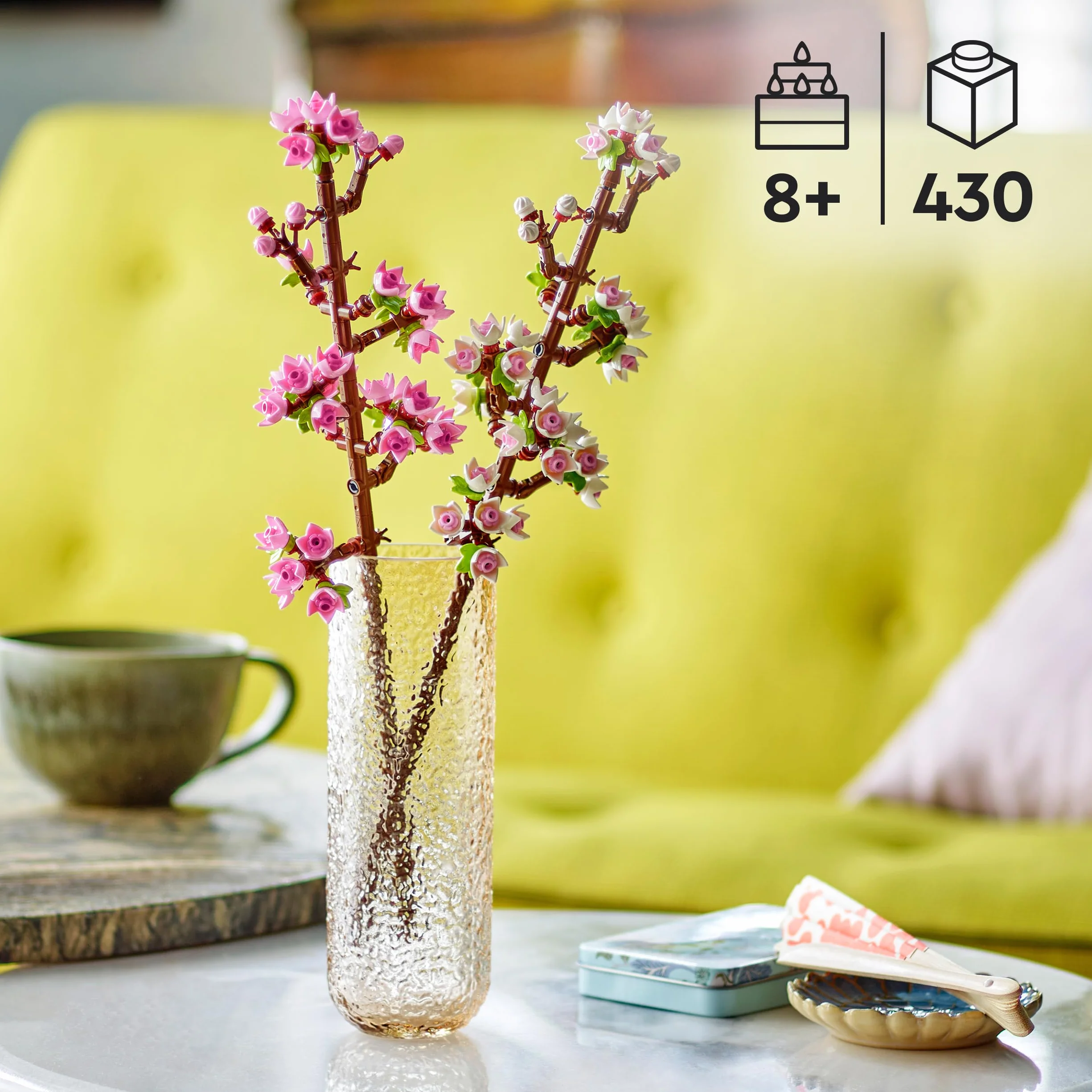 LEGO Botanicals Kwiaty wiśni, Sztuczne Kwiaty do Zbudowania z Klocków, Pomysł na Prezent dla Przyjaciółki, dla Nastolatek, dla Dziewczynek i Chłopców od 8 Lat, Ciekawe Dekoracje na Biurko, 40725