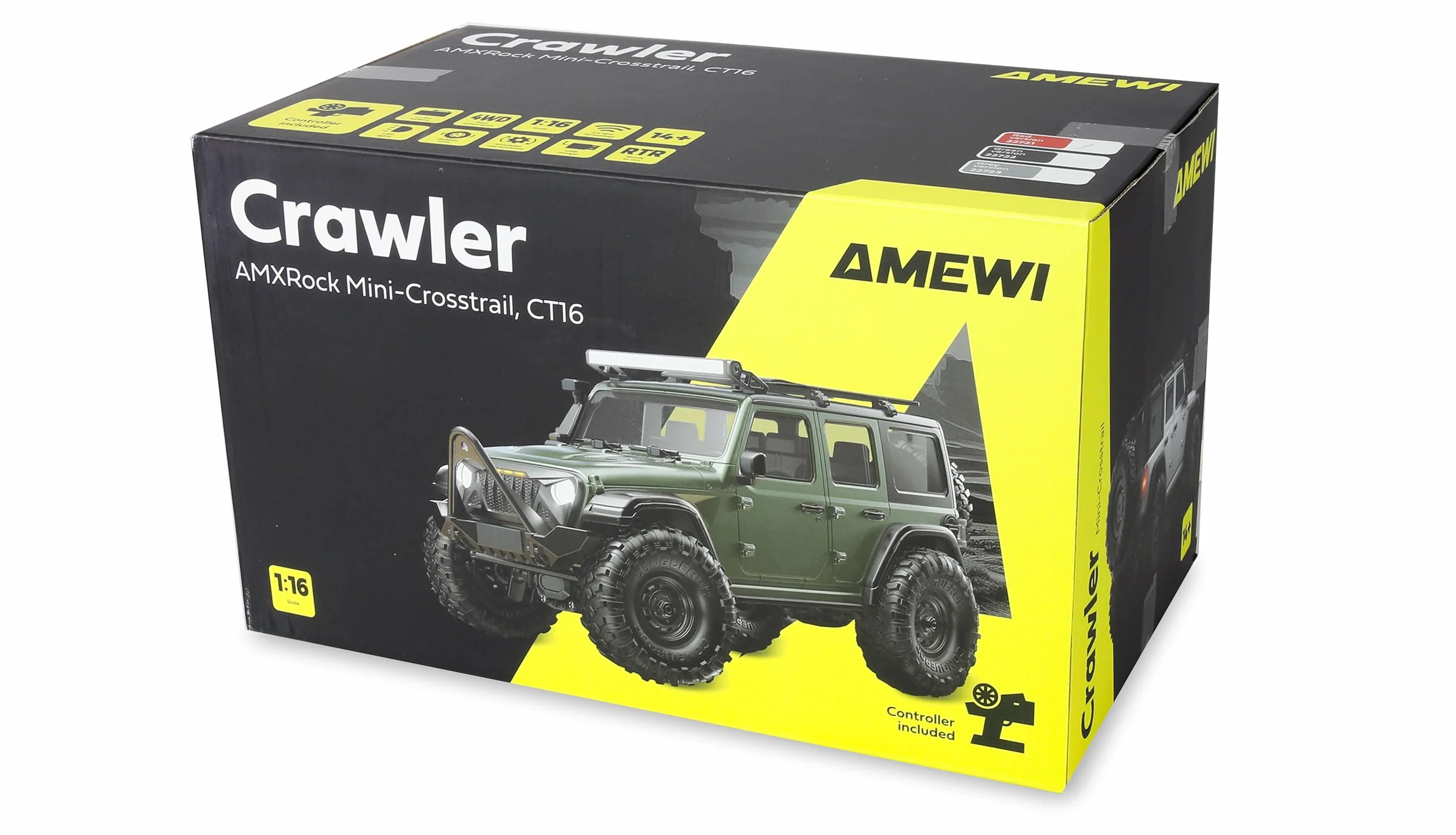 Amewi AMXRock Mini-Crosstrail Scale Crawler 4WD 1:16 RTR czerwony z pilotem zdalnego sterowania, akumulatorem, kablem do ładowania