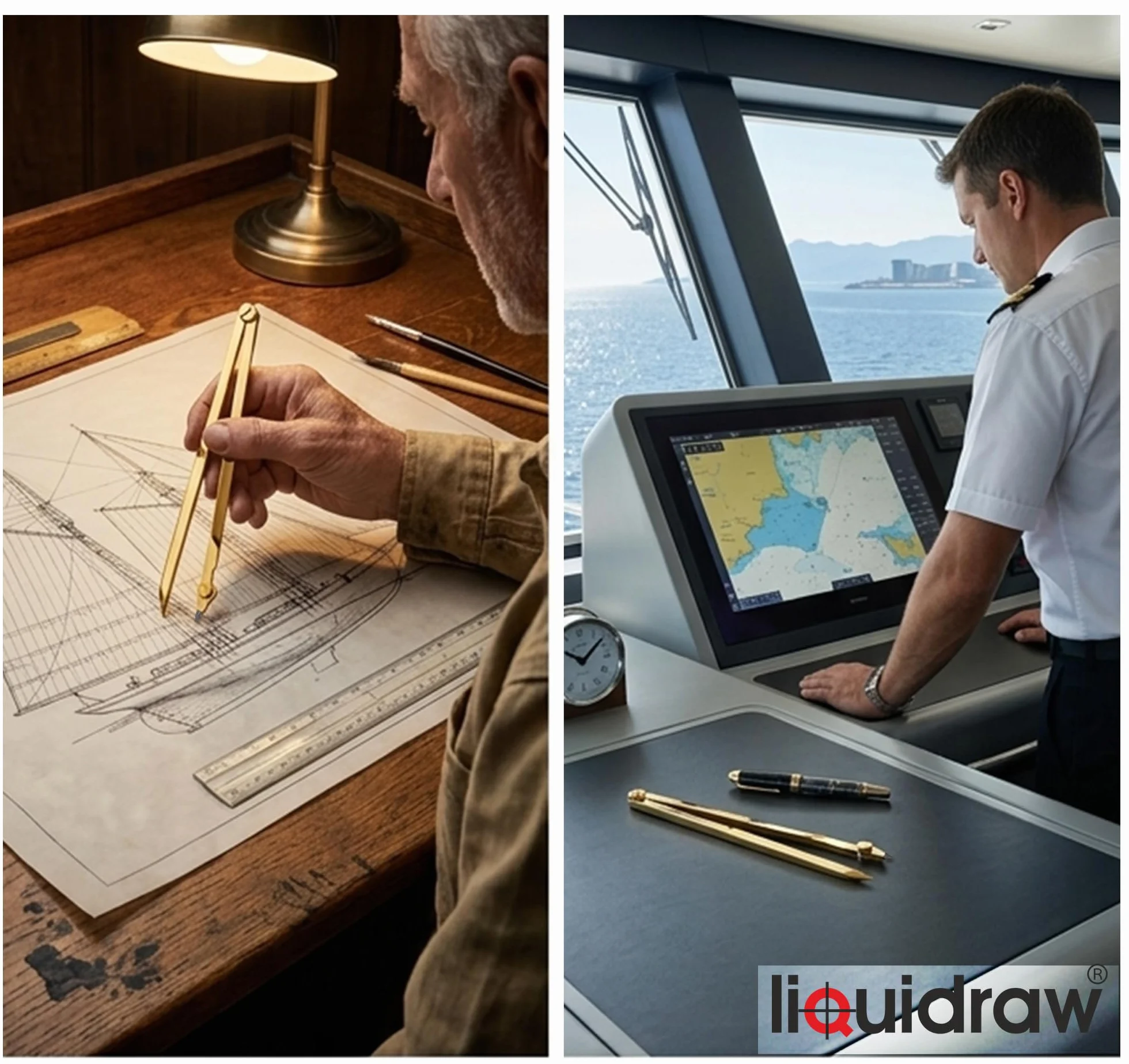 Liquidraw Nawigacja kompasu rozdzielacz morski lity mosiądz 20 cm / 8 cali
