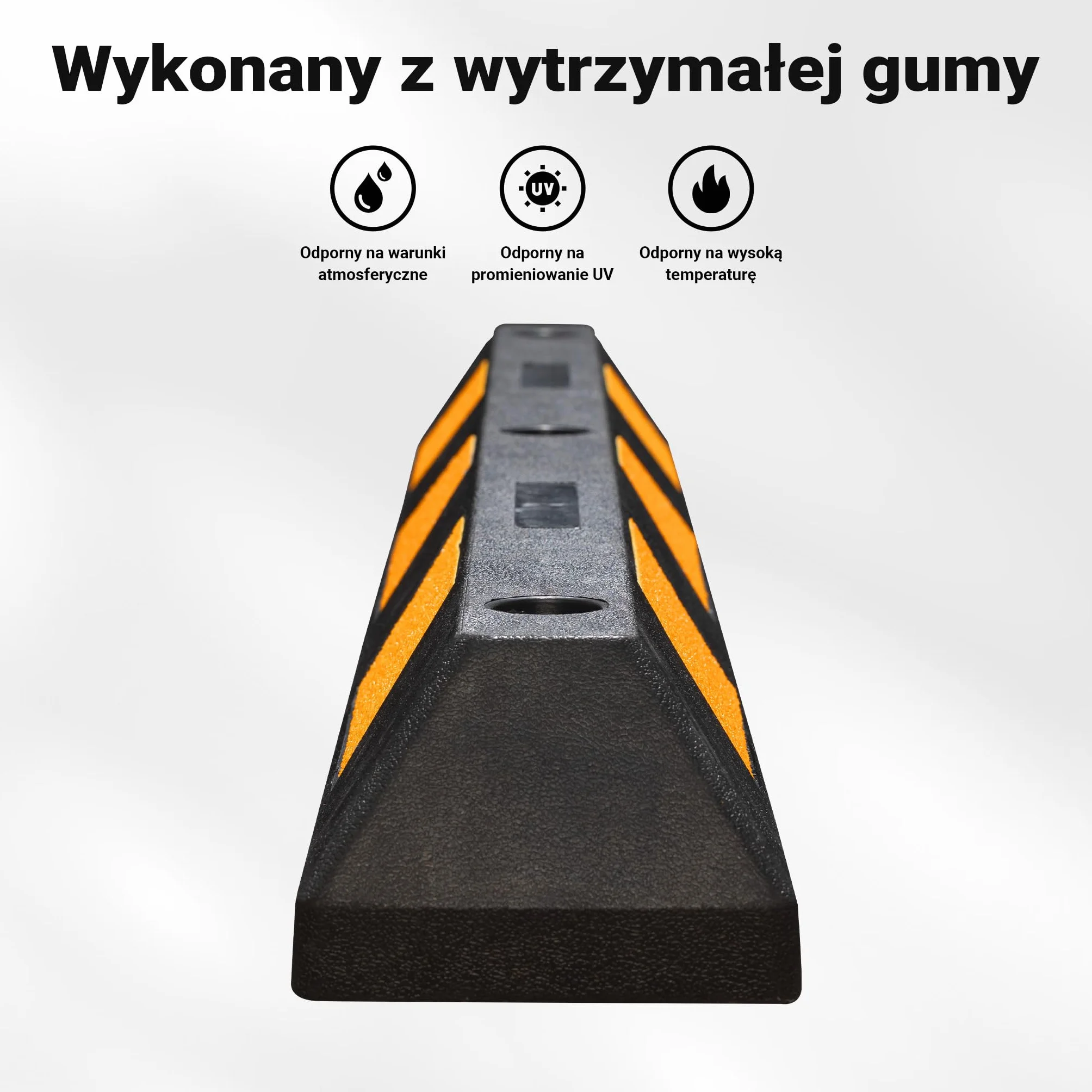 Wiltec Ogranicznik parkingowy 2 szt. 120 x 15 x 10 cm czarny z żółtą taśmą odblaskową, odbojnik gumowy do garażu i parkingu