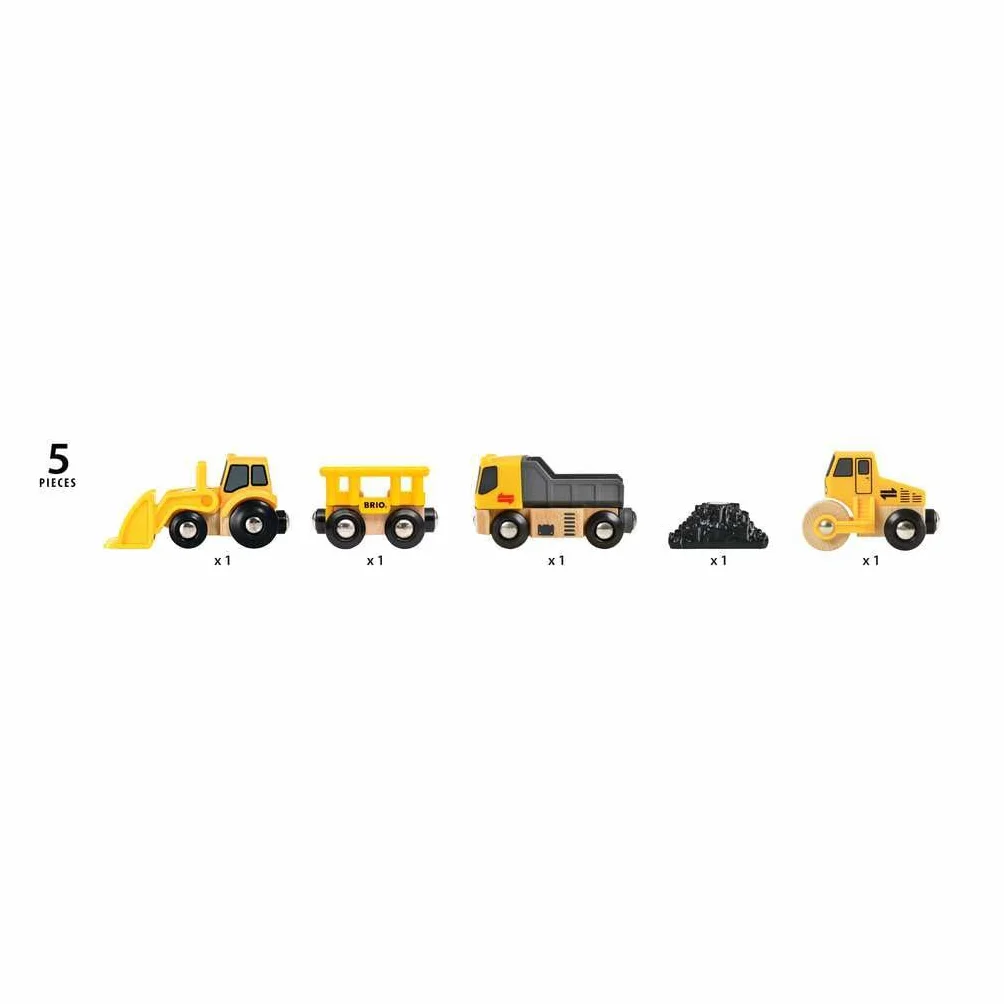 BRIO Świat 33658 Pojazdy budowlane - Drewniany dodatek kolejowy - zalecane od 3 lat