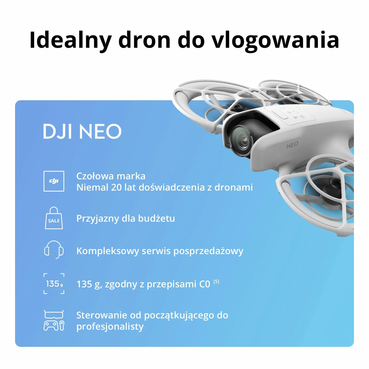 DJI Neo Motion Fly More Combo, mini dron z kamerą 4K UHD dla dorosłych, 135 g samodzielnie latający dron śledzący użytkownika, start z dłoni, śledzenie obiektu, QuickShots, z RC Motion 3 i 3 aku