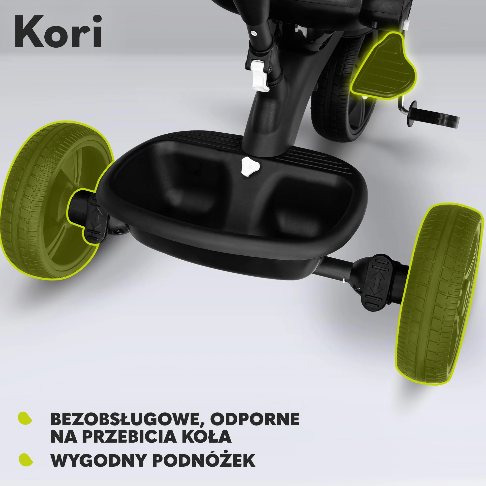 Kori trzykołowy rower z drążkiem do pchania, dla dzieci w wieku od 1,5 do 5 lat, rama magnezowa, niewymagające konserwacji, gumowe kółka, zdejmowany daszek