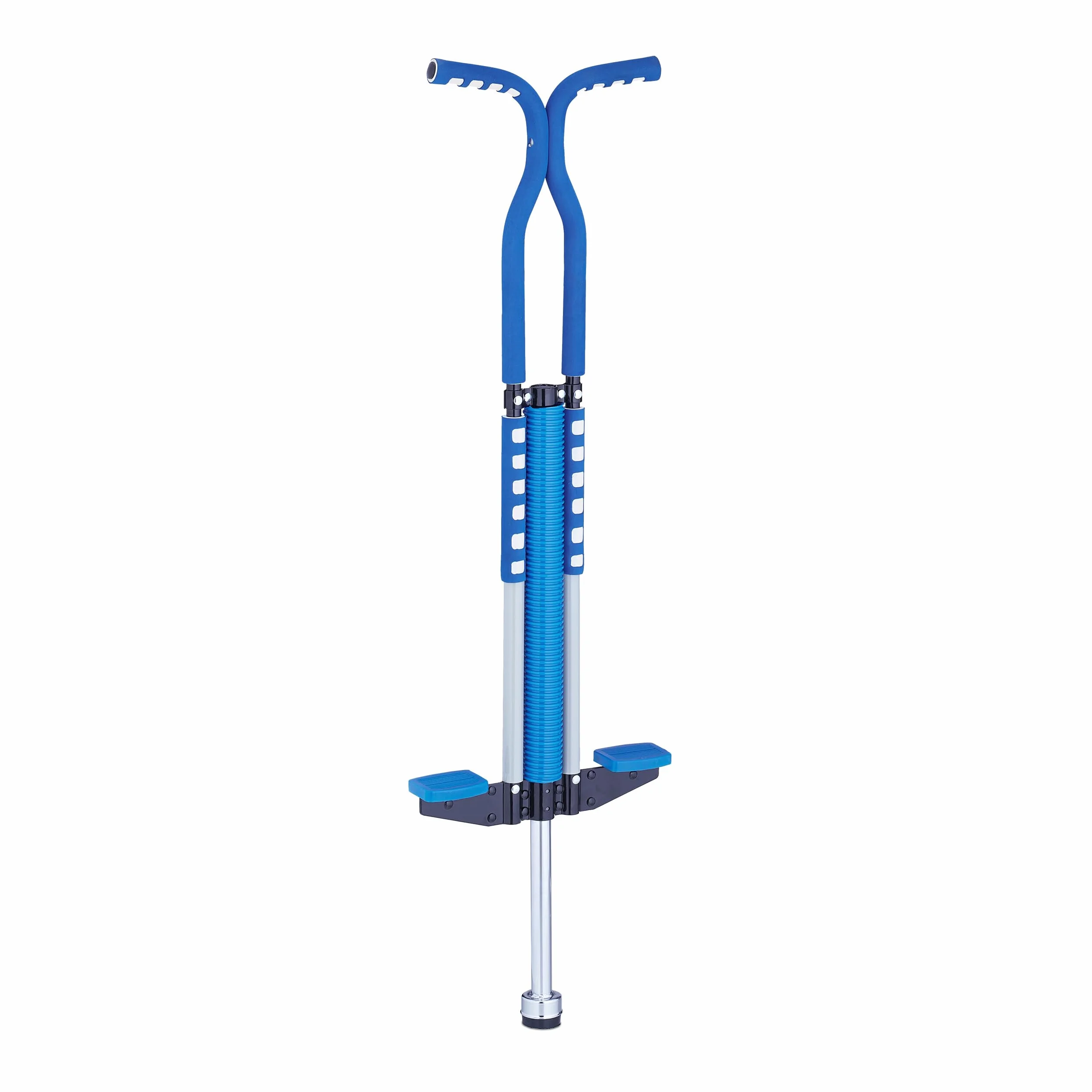 Relaxdays Kij pogo, dla dzieci, do 60 kg, wyściełany, do użytku na zewnątrz, antypoślizgowa, stal nierdzewna, niebieska, pianka, tworzywo sztuczne