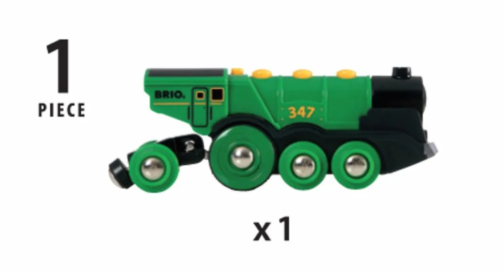 BRIO World Big Green Action lokomotywa drewniany pociąg zasilany bateriami dla dzieci w wieku od 3 lat - kompatybilny ze wszystkimi zestawami kolejowymi BRIO i akcesoriami
