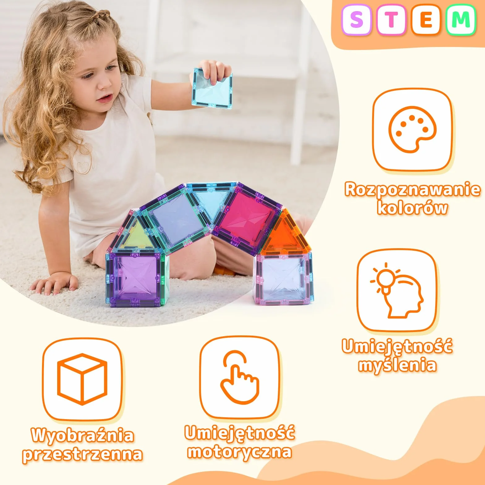 Magnetyczne klocki budowlane, 40 PCS Zestaw płytek magnetycznych, edukacyjne Magnetyczne Klocki Budowlane Bożonarodzeniowy prezent dla dzieci 3-letni i w górę