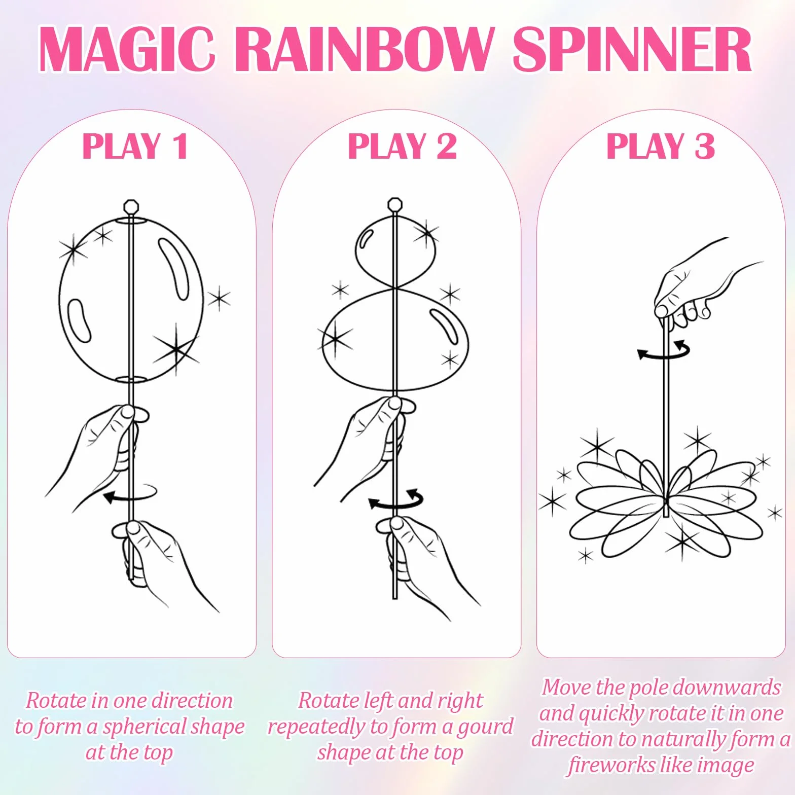 3 sztuki tęczowych spinnerów, magiczny tęczowy spinner, tęczowy spinner, na imprezy, festiwale i dla dzieci i dorosłych, świetny rekwizyt do tańca