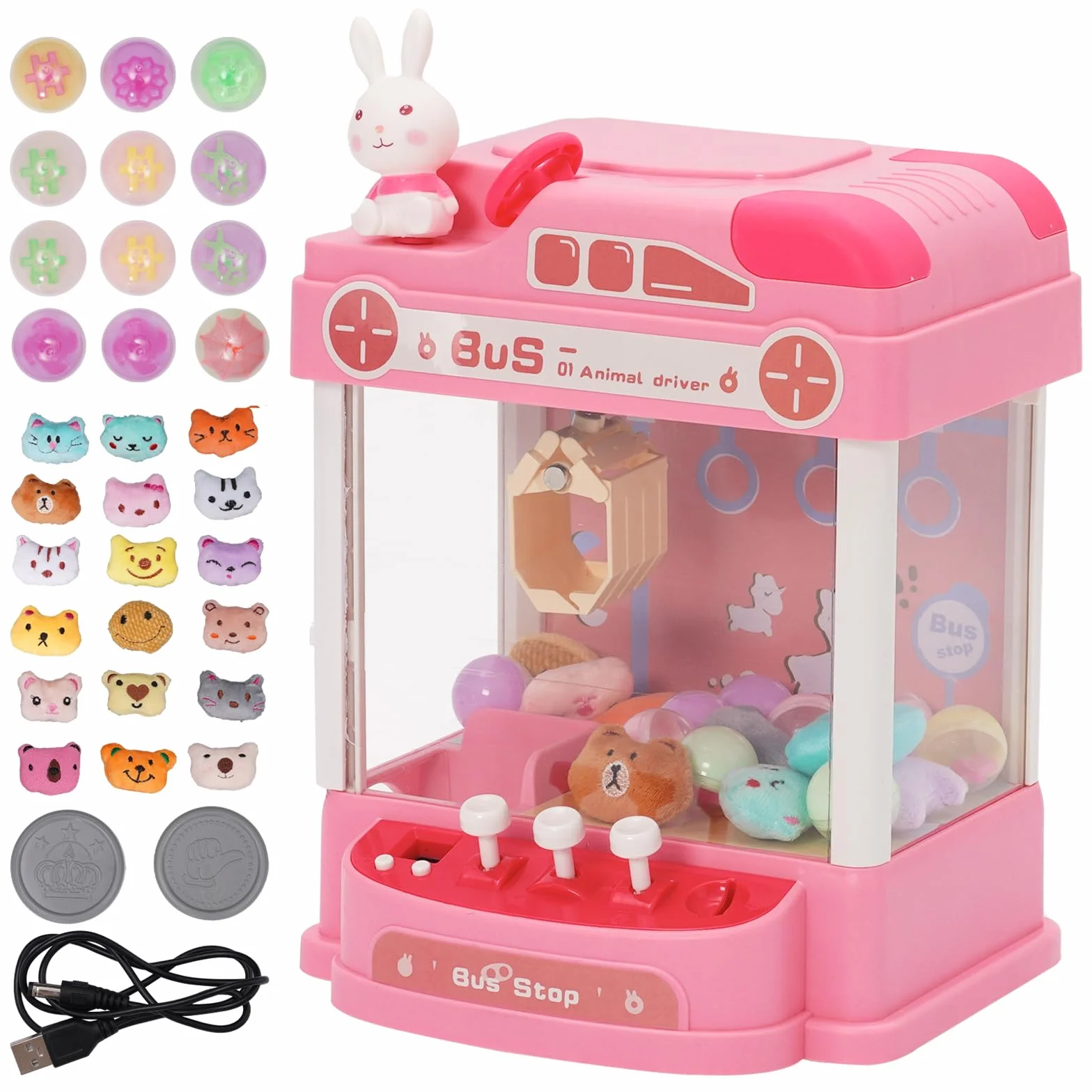Mini automat chwytakowy Candy Doll z kierownicą Gachapon Grabber automat do słodyczy z wkładarką monet i wysięgnikiem automat do pluszaków zabawki chwytakowe dla dzieci