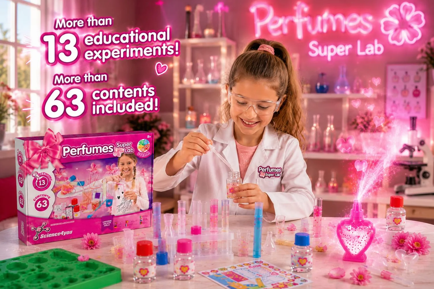 Science4you Super Laboratorium Perfum dla dzieci od 8 lat - zestawy do tworzenia perfum, edukacyjne zestawy naukowe +13 eksperymentów dla dzieci, prezent dla chłopców i dziewcząt, 8-12 lat