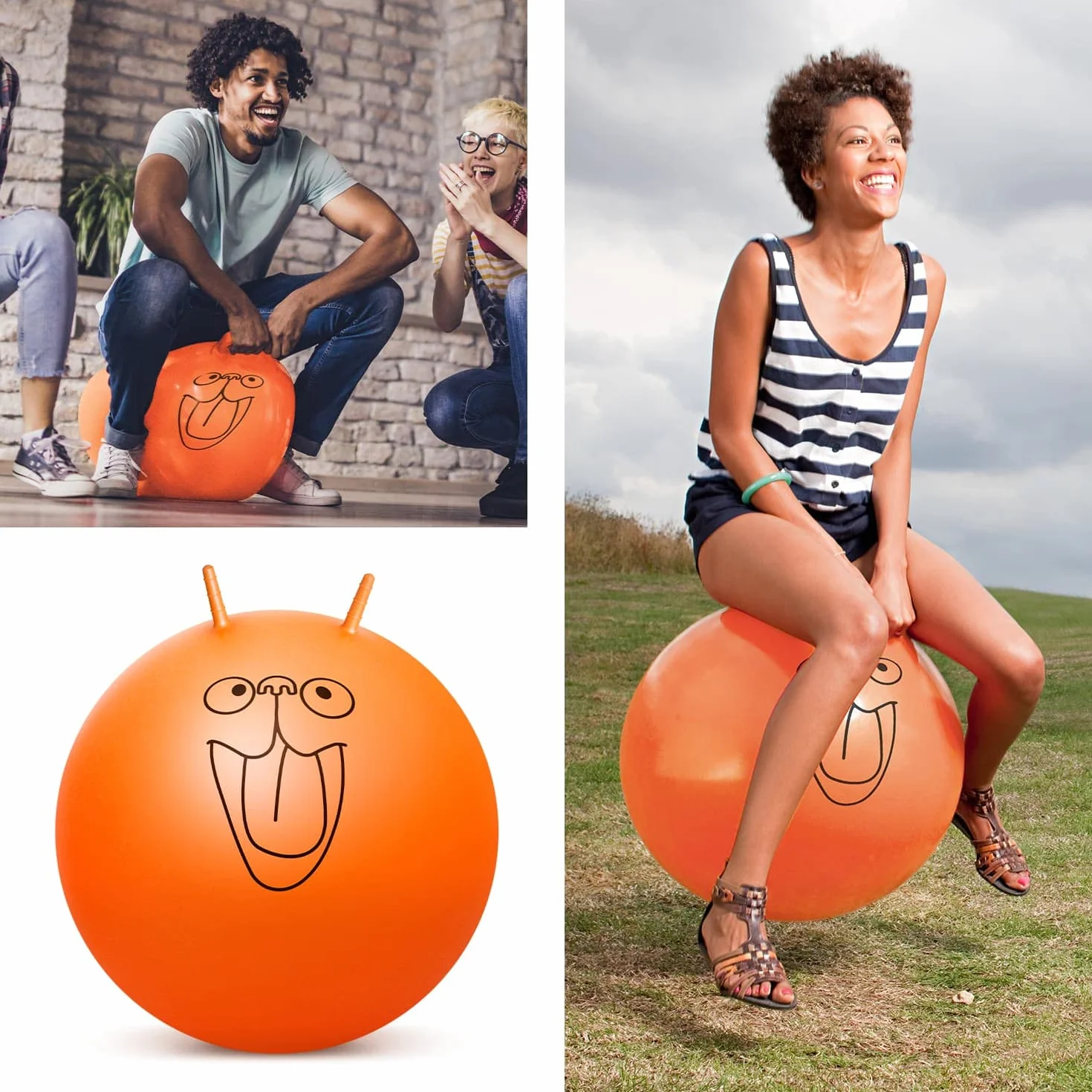 CKB LTD Kosmiczna skakanka Hooper Gigantyczny kosz kosmiczny dla dorosłych - nadmuchiwany z pompką nożną do 100 kg, bardzo duży 75 cm, pomarańczowy