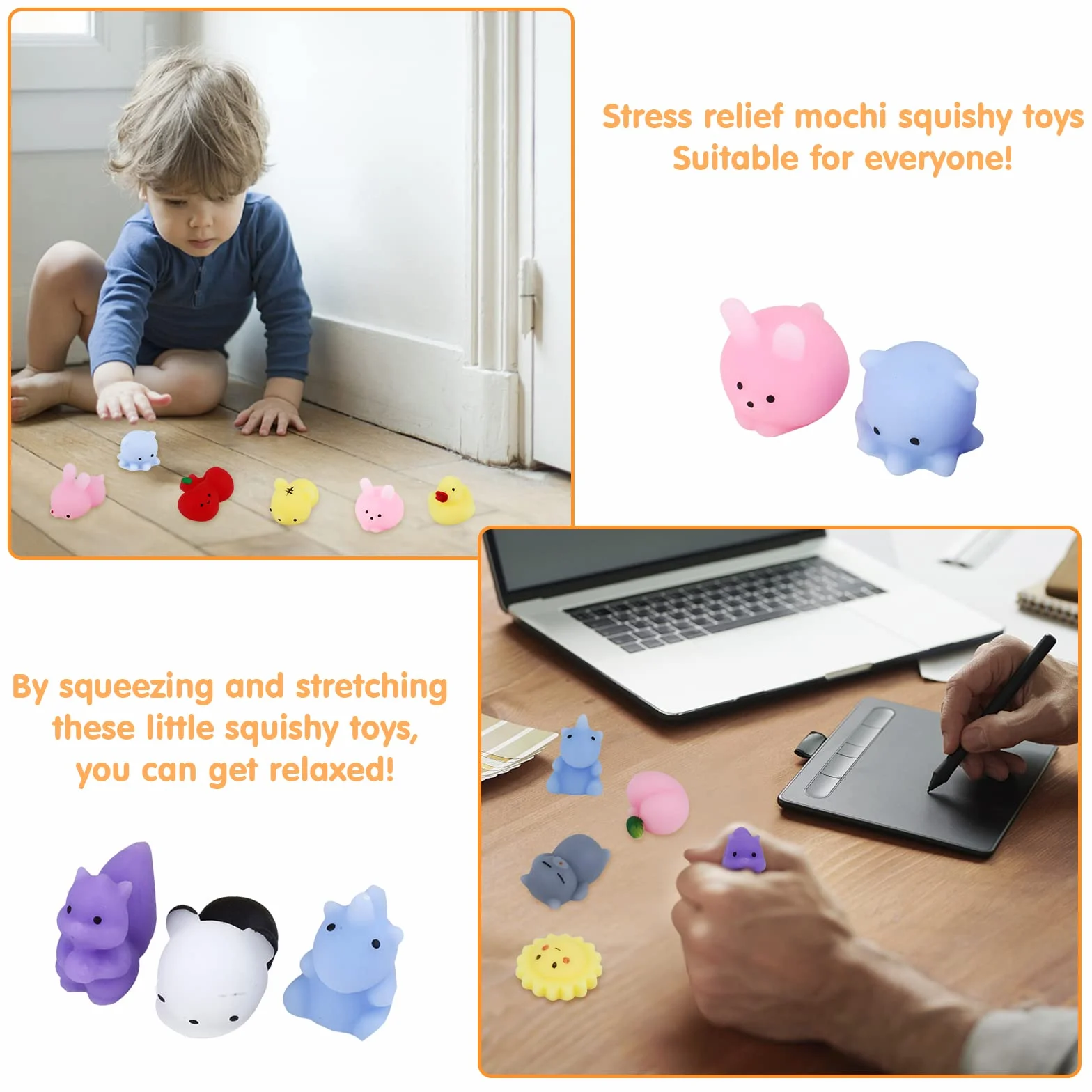 Mini Squishy Pack, miękkie zabawki Moji, 24 sztuki, zabawki Fidget Toys, mini Kawaii ze zwierzętami Squishies, torebki imprezowe, wypełniacz, antystresowe, zabawki dla dzieci i dorosłych, na Boże