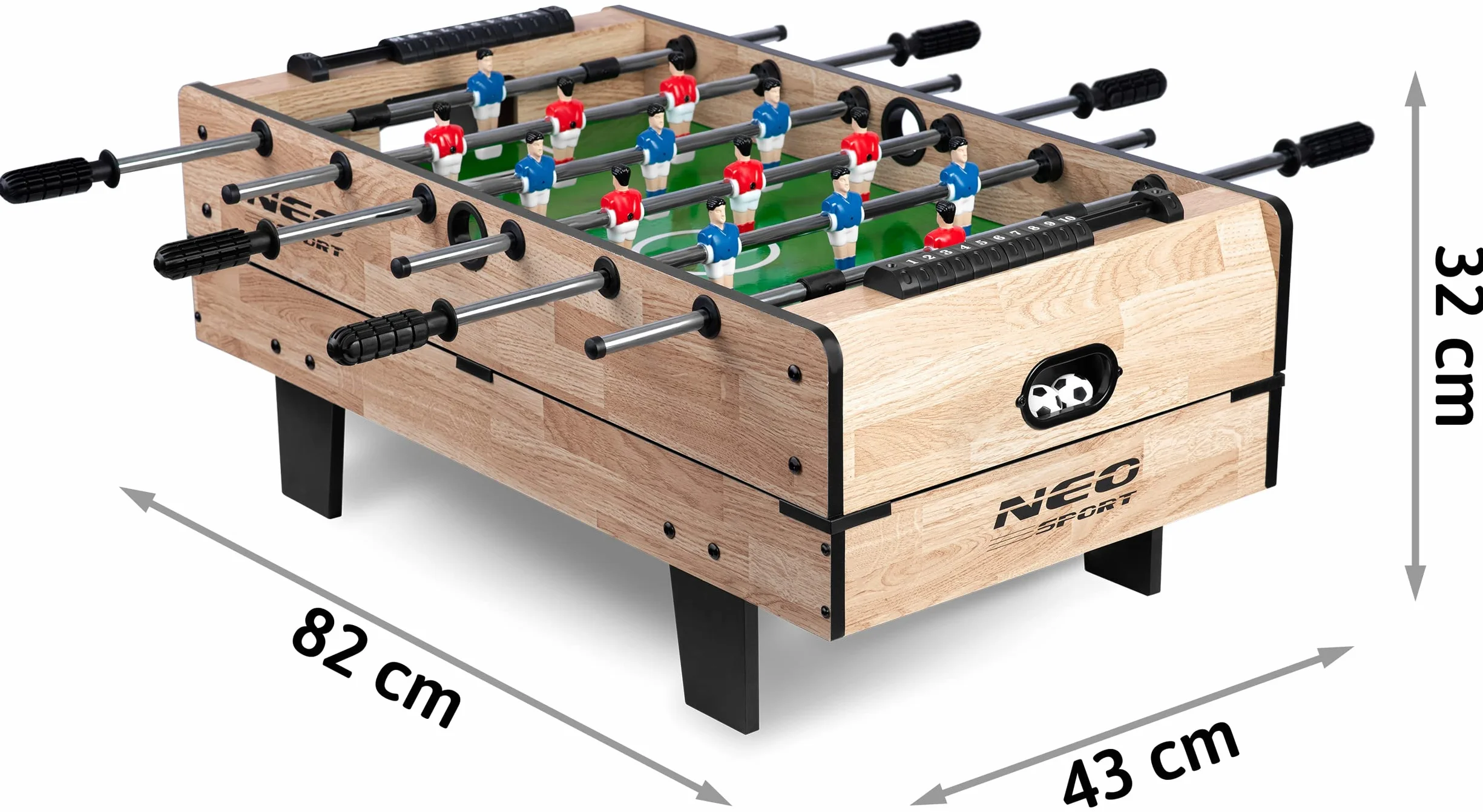 Stół do gier 4w1, gry piłkarzyki, cymbergaj, bilard, ping-pong, 43 x 82 x 32 cm, Neo-Sport