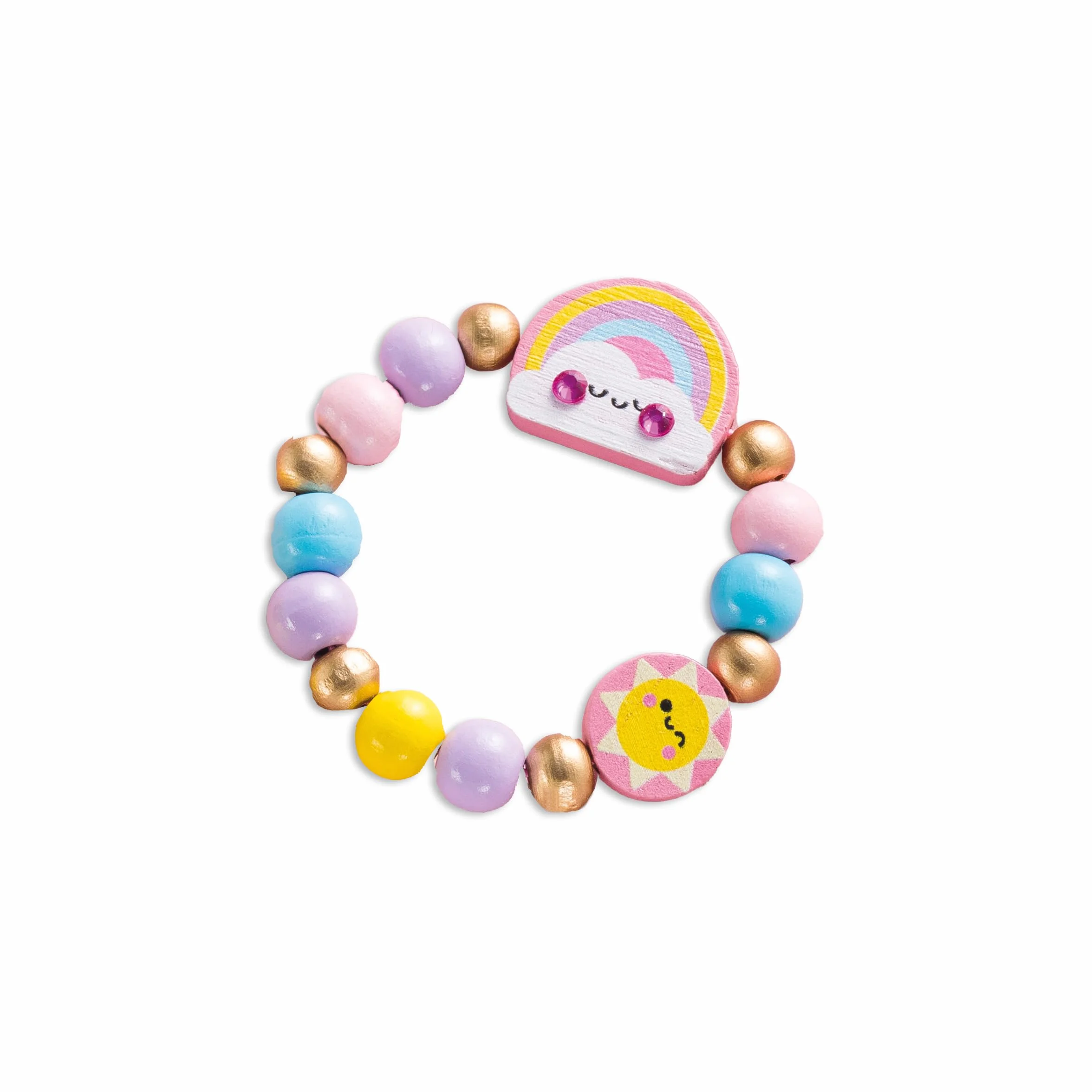 Janod - 4 drewniane elementy biżuterii do stworzenia Rainbow Land - pierwsze warsztaty jubilerskie - tworzenie biżuterii DIY - zestaw do kreatywnego spędzania wolnego czasu dla dzieci - nauka