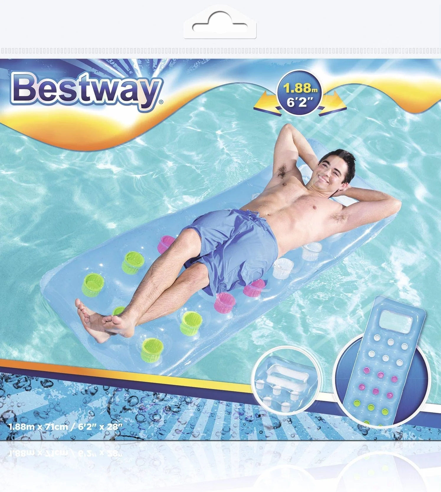 Bestway Fashion Lounge materac dmuchany z oknem, 188 x 71 cm, różne kolory