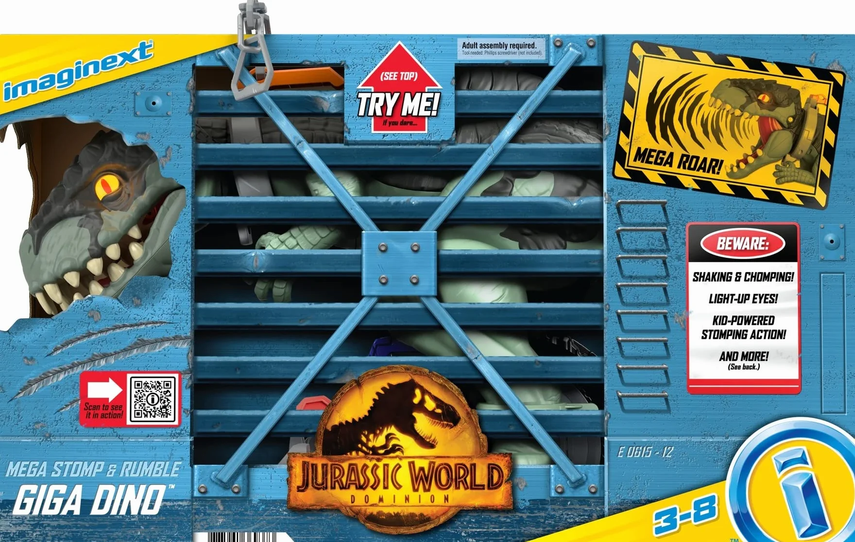 Imaginext Jurassic World Dominion Ryczący Gigadinozaur Potężny krok i Owen, figurka dinozaura (40 cm wysokości) ze światełkami, dźwiękami i ruchami, dla dzieci od 3 roku życia, GWT22