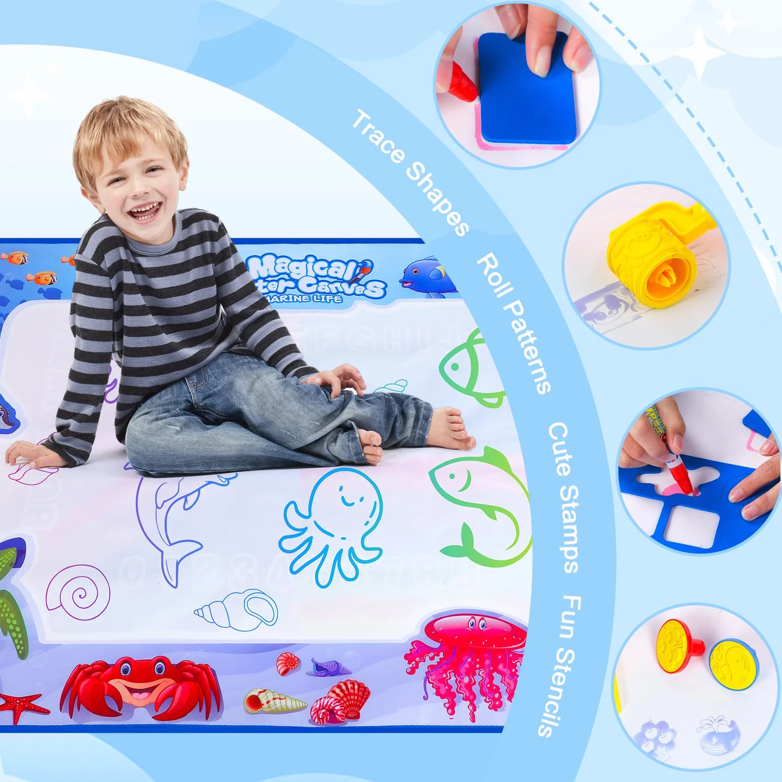Aquadoodle od 1rok – mata domalowania dla dzieci od 1, 2, 3 lat, zabawka do kreatywnego malowania wodnego