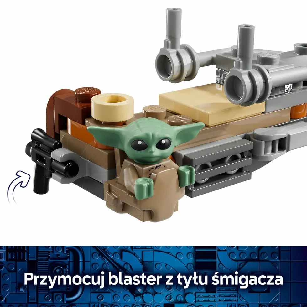 LEGO Star Wars Śmigacz Mandalorianina i Grogu, zabawka dla dziecka, zestaw z pojazdem i dwiema postaciami z serii Gwiezdne Wojny, pomysł na prezent dla 6-latka, klocki dla chłopca i dziewczynki 75436