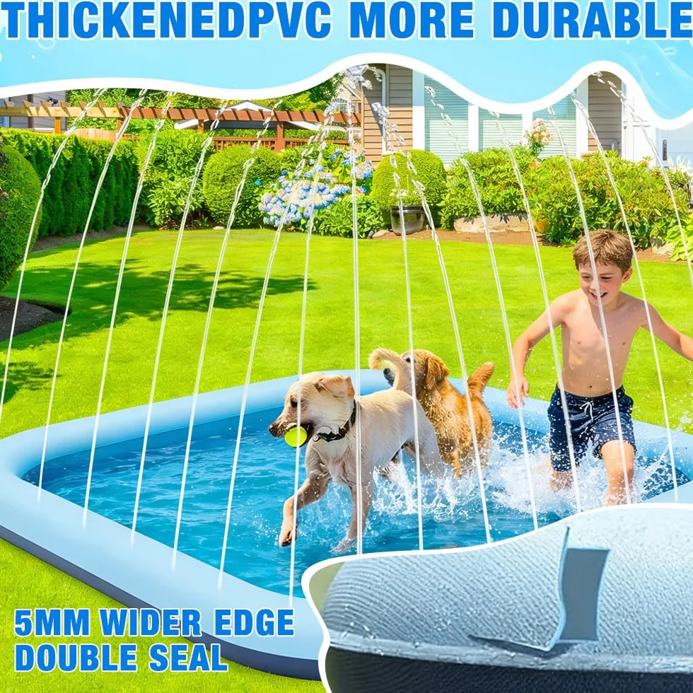 Zabawka wodna dla dzieci, do zabawy na świeżym powietrzu z funkcją antypoślizgową, 200 cm, podkładka Splash Pad dla dzieci, zabawka ogrodowa dla dzieci (kwadratowy, 200 cm)