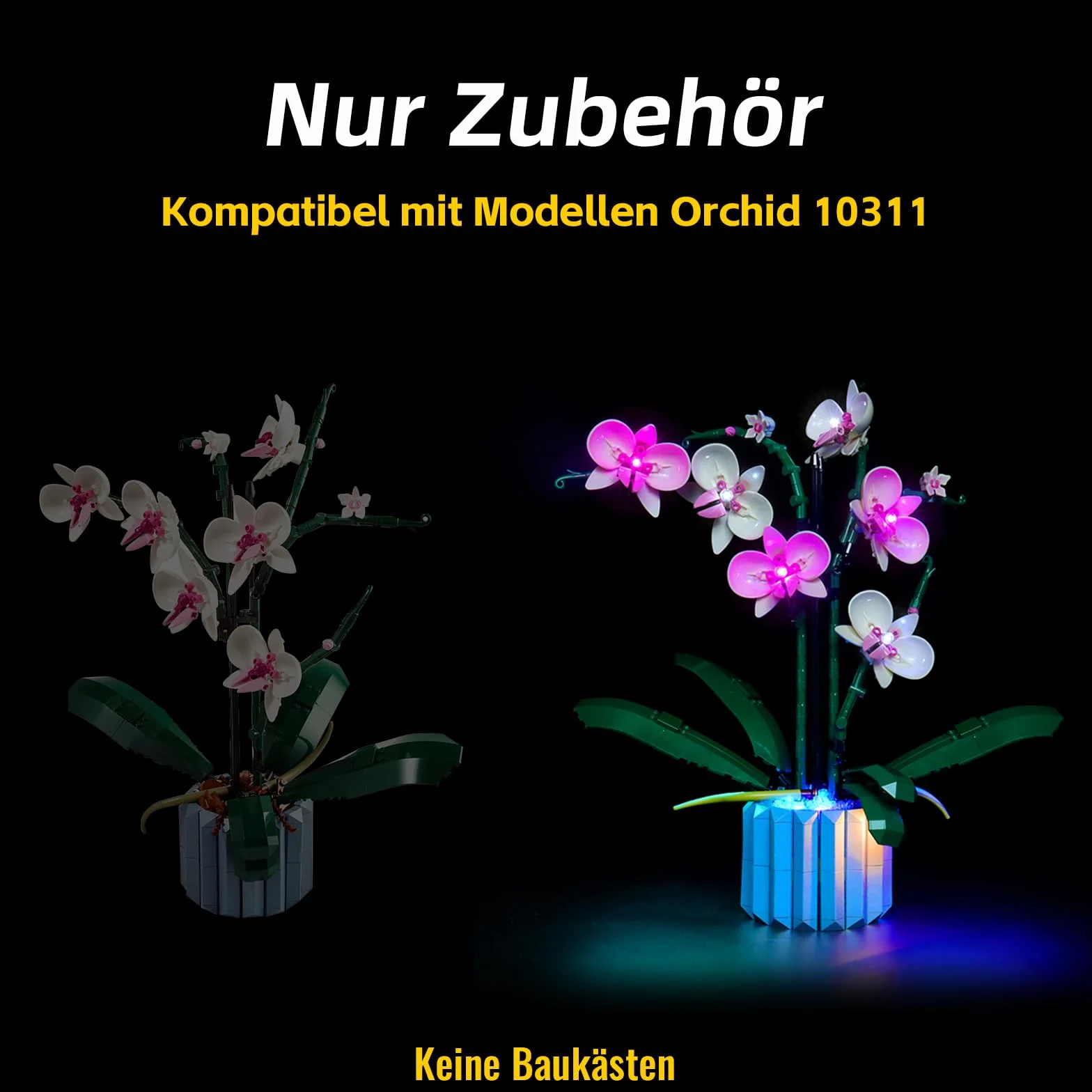 BrickBling Zestaw świateł LED do Lego 10311 Icons Orchidea, zestaw oświetleniowy „zrób to sam” do orchidei, kwiatu Lego, dla dorosłych, Botanical Collection dekoracja domu, wersja klasyczna
