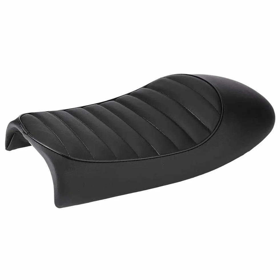 Uniwersalne skórzane siedzenie motocyklowe, modyfikacja siodełka motocyklowego PU Leather Vintage Racer Flat Seat Cushion (D)