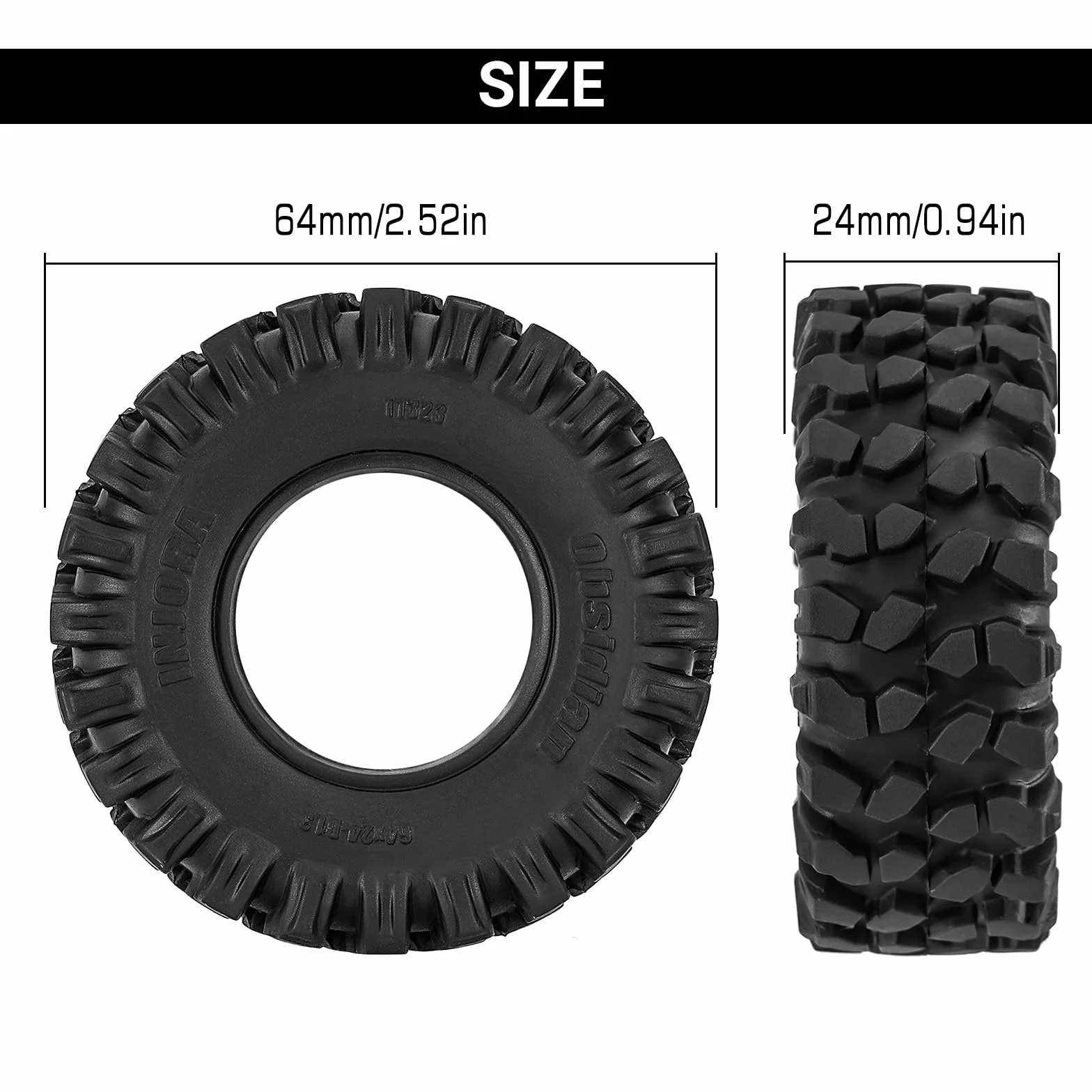 INJORA 3.3 cm Rock Crawling Tires - Obsidian S5 Opony do 1/18 1/24 RC Crawler Car Upgrade(T1323)