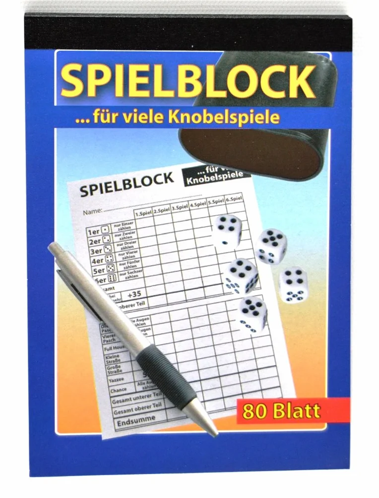 Without Label bloki do gry w kości, zestaw 2 sztuk, po 80 arkuszy, do wielu gier logicznych