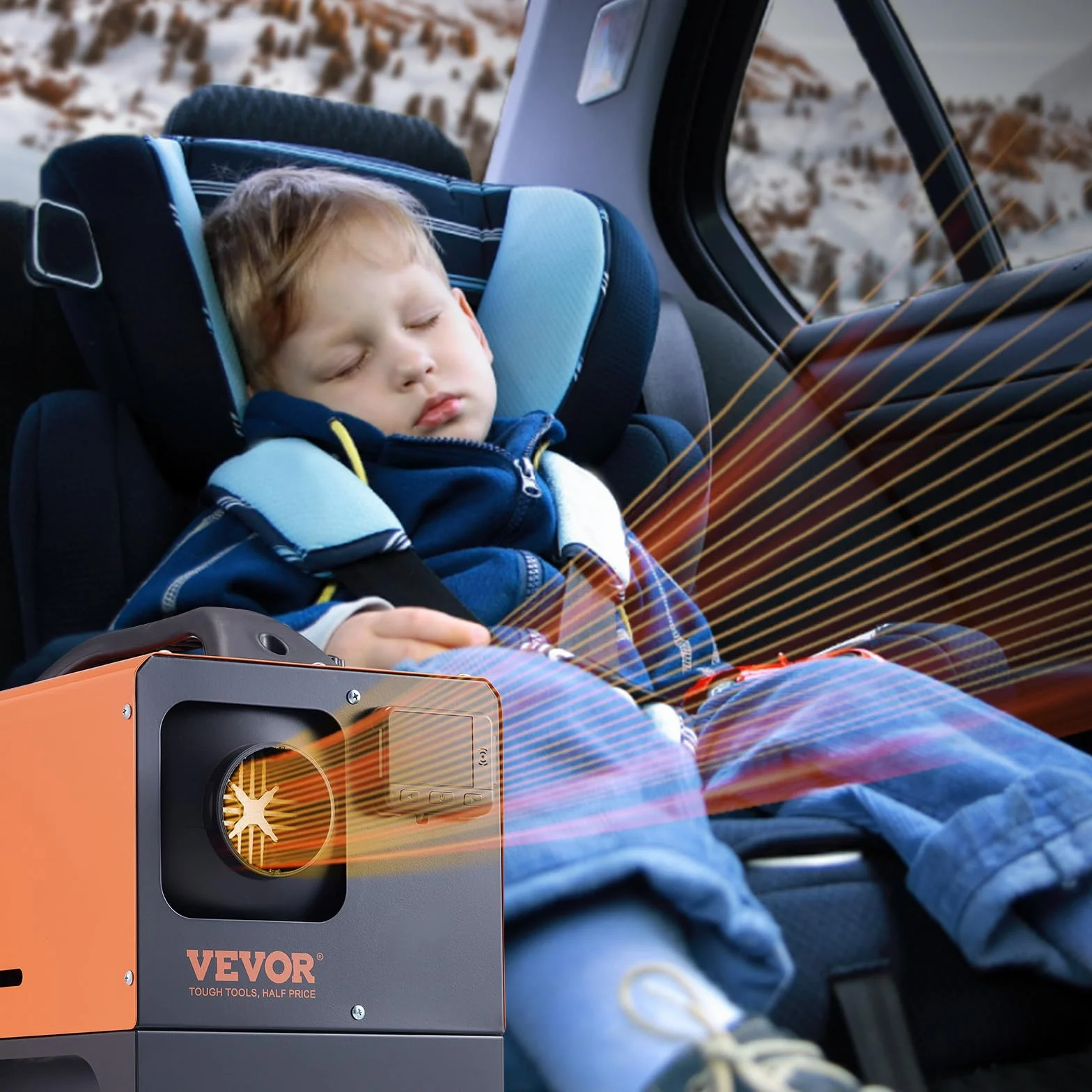 VEVOR Podgrzewacz powietrza Diesel All-in-One do samochodów ciężarowych RV 12V 5KW regulowana temperatura 8℃-36℃ Pilot zdalnego sterowania, podgrzewacz parkingowy Zużycie paliwa 0,16-0,52 l/h BTU