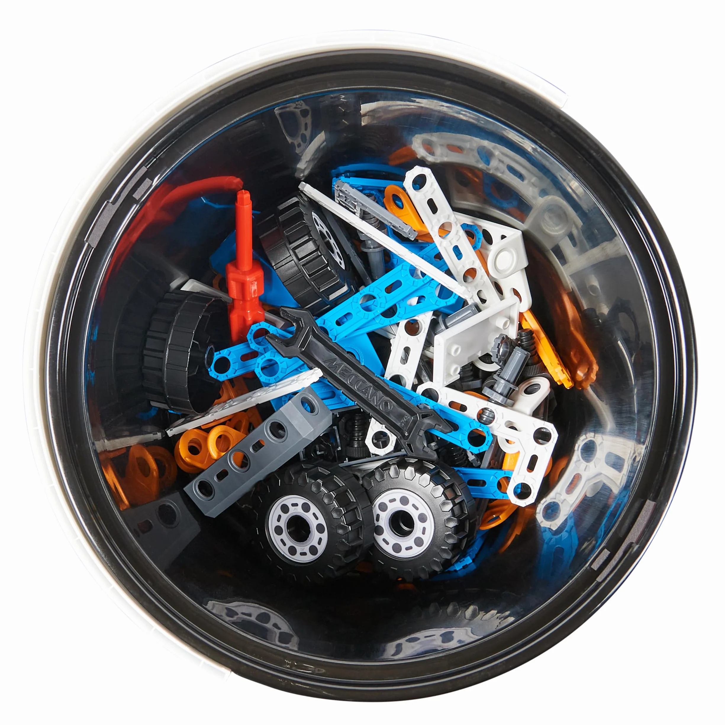 MECCANO - Beczka Junior 150 sztuk - 5 różnych modeli do zbudowania - zestaw do budowania z 2 narzędziami - alternatywa dla ekranów - zabawka dla dzieci w wieku 5 lat