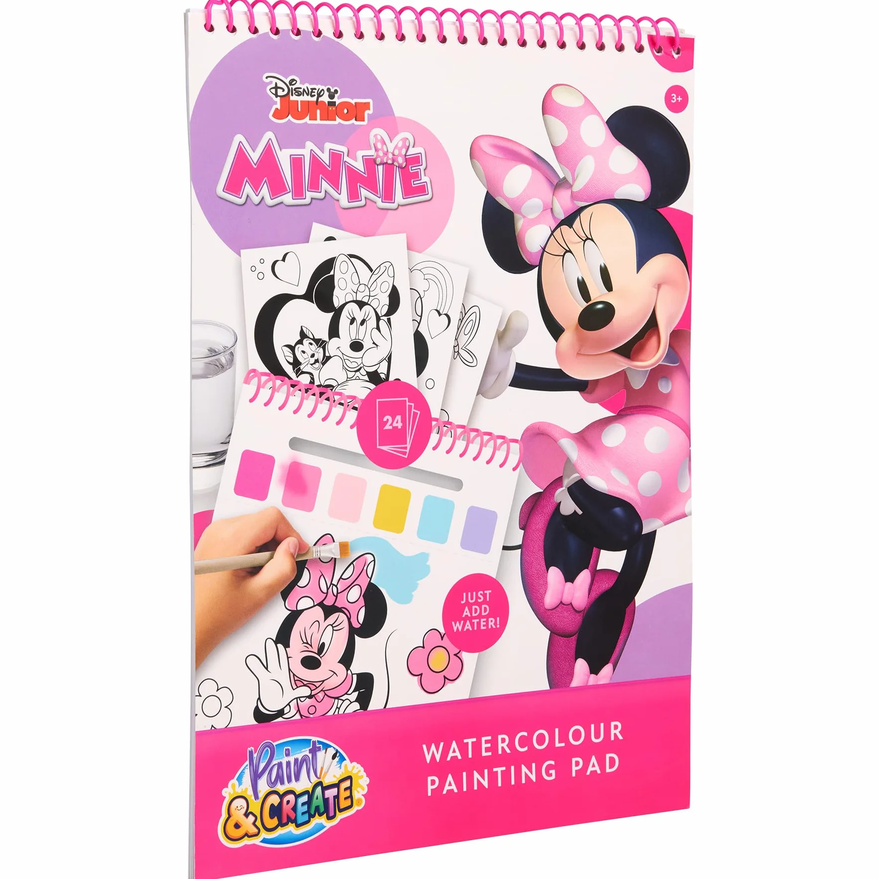 Disney Junior Minnie Mouse - Książeczka do Malowania Wodą z Pędzelkiem - 24 Magiczne Obrazki - Dla Dzieci od 3 Lat (MM24355)