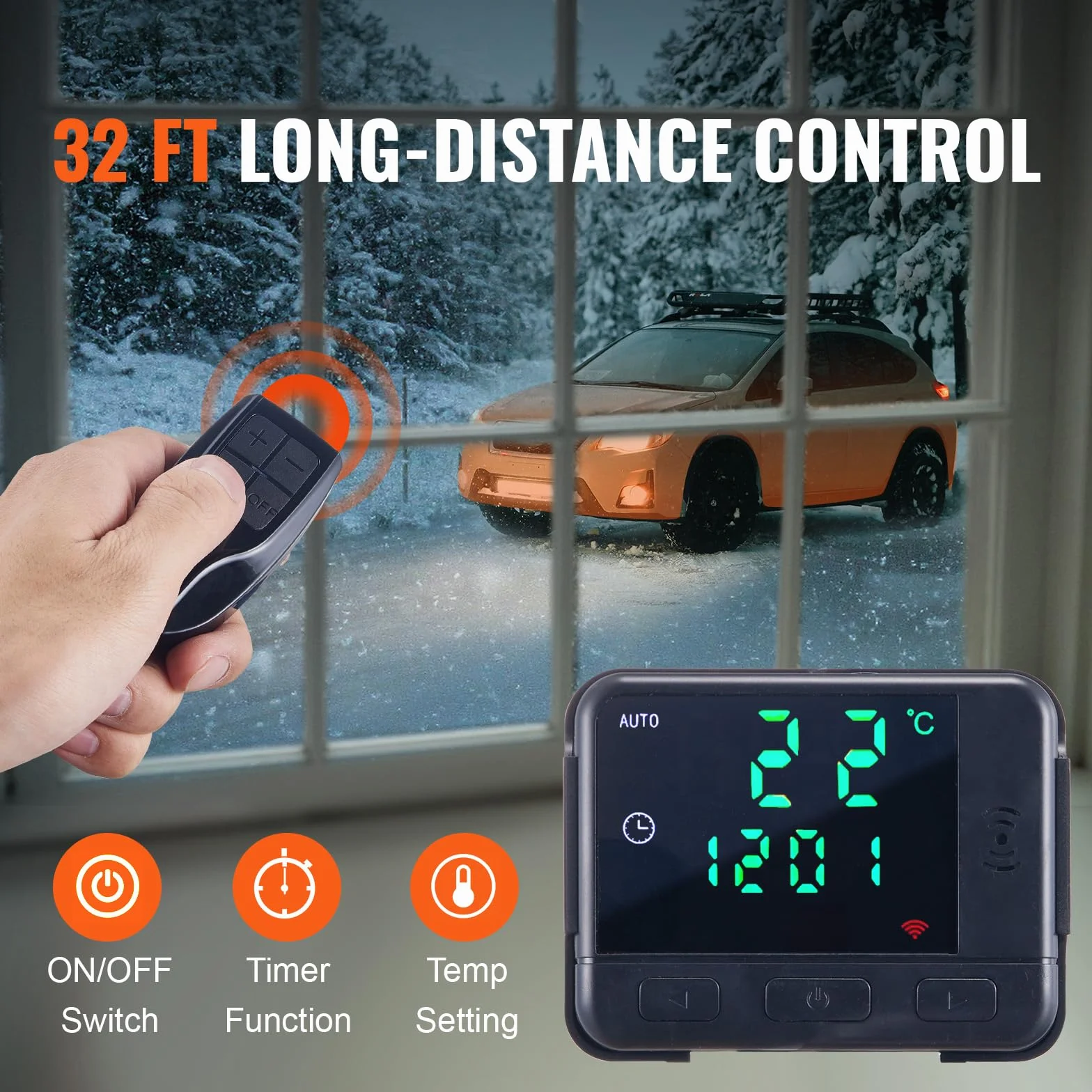 VEVOR Podgrzewacz powietrza Diesel All-in-One do samochodów ciężarowych RV 12V 5KW regulowana temperatura 8℃-36℃ Pilot zdalnego sterowania, podgrzewacz parkingowy Zużycie paliwa 0,16-0,52 l/h BTU