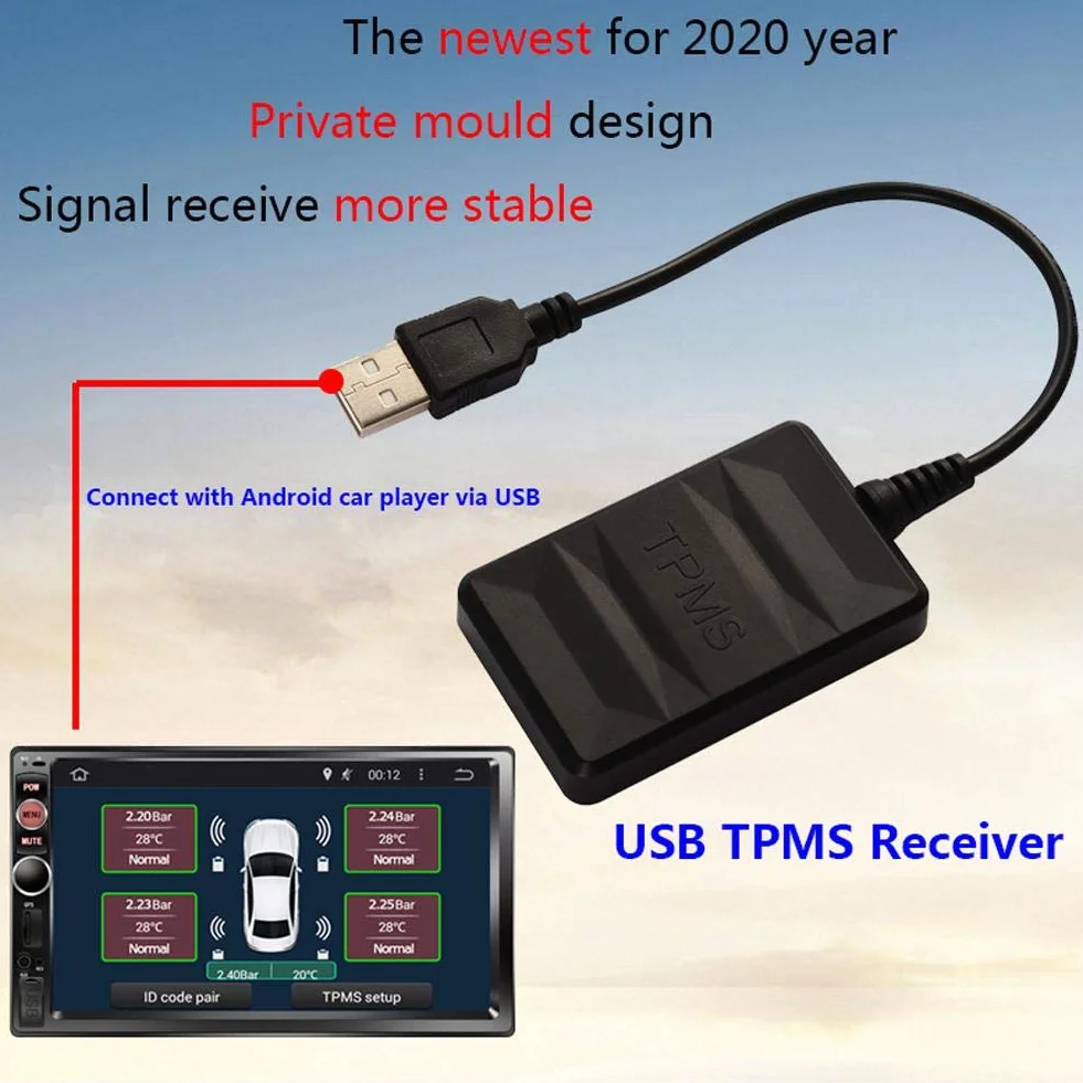 System monitorowania ciśnienia w oponach USB TPMS Alarm monitorowania samochodu z czujnikiem zewnętrznym do nawigacji Android dla wszystkich samochodów