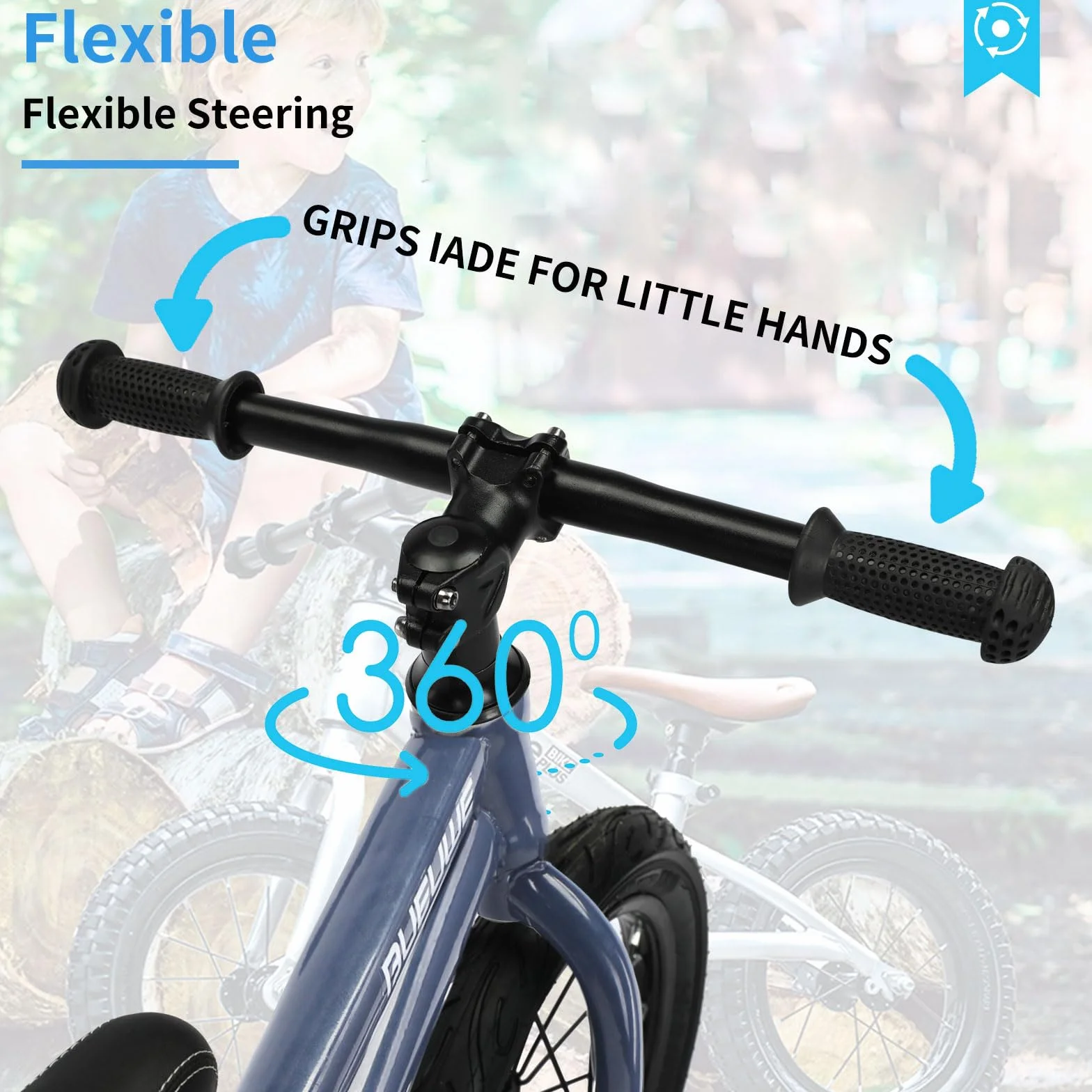 Kid Balance Bike 16 cali dla 4 5 6 7 8-letnich chłopców i dziewcząt, lekki rower bez pedałów, regulowane siedzenie, stal węglowa, opony pneumatyczne, zabawki sportowe na świeżym powietrzu,Blue