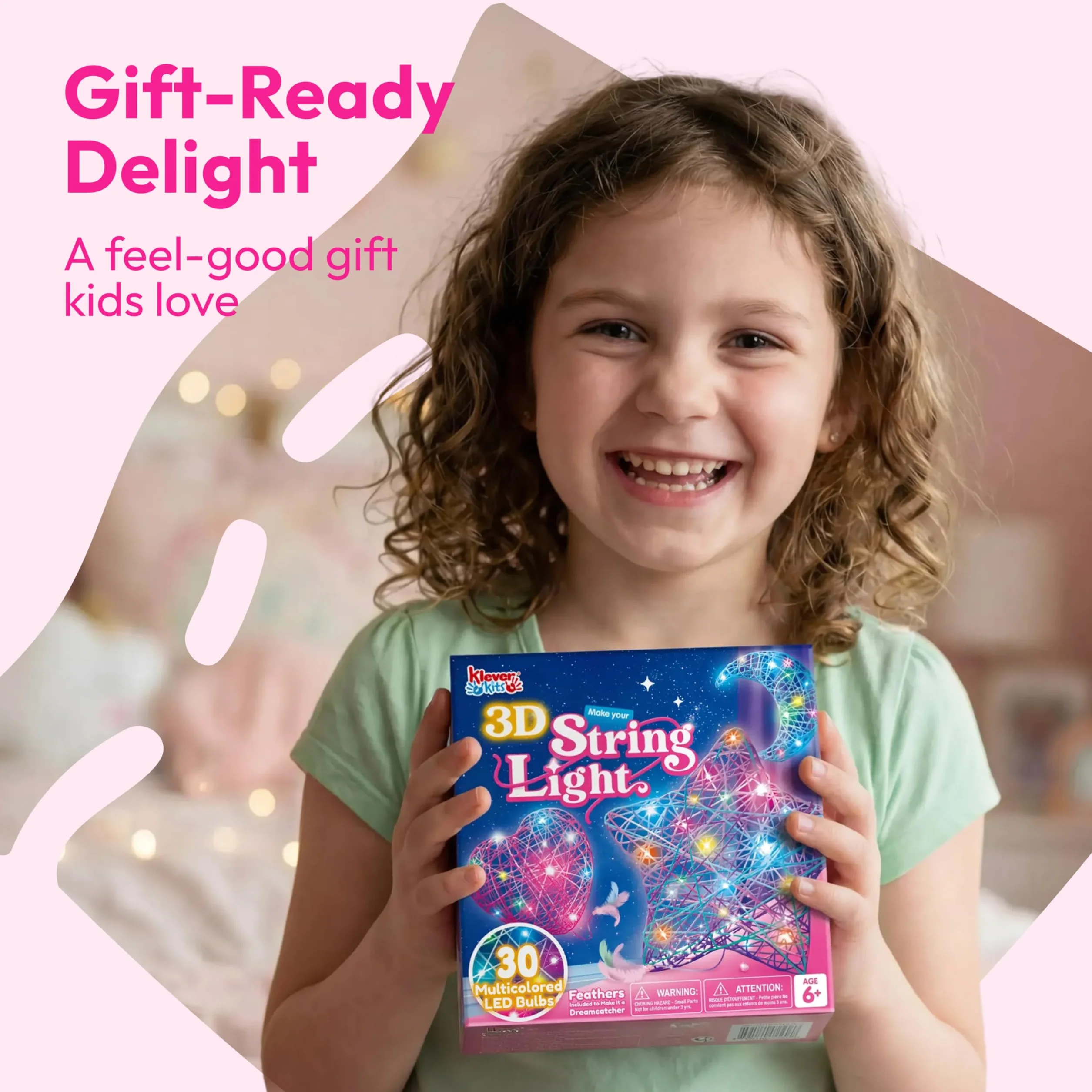 Klever Kits Zestaw nici 3D dla dzieci 8-12 lat, majsterkowanie dla chłopców i dziewczynek, 30 żarówek LED