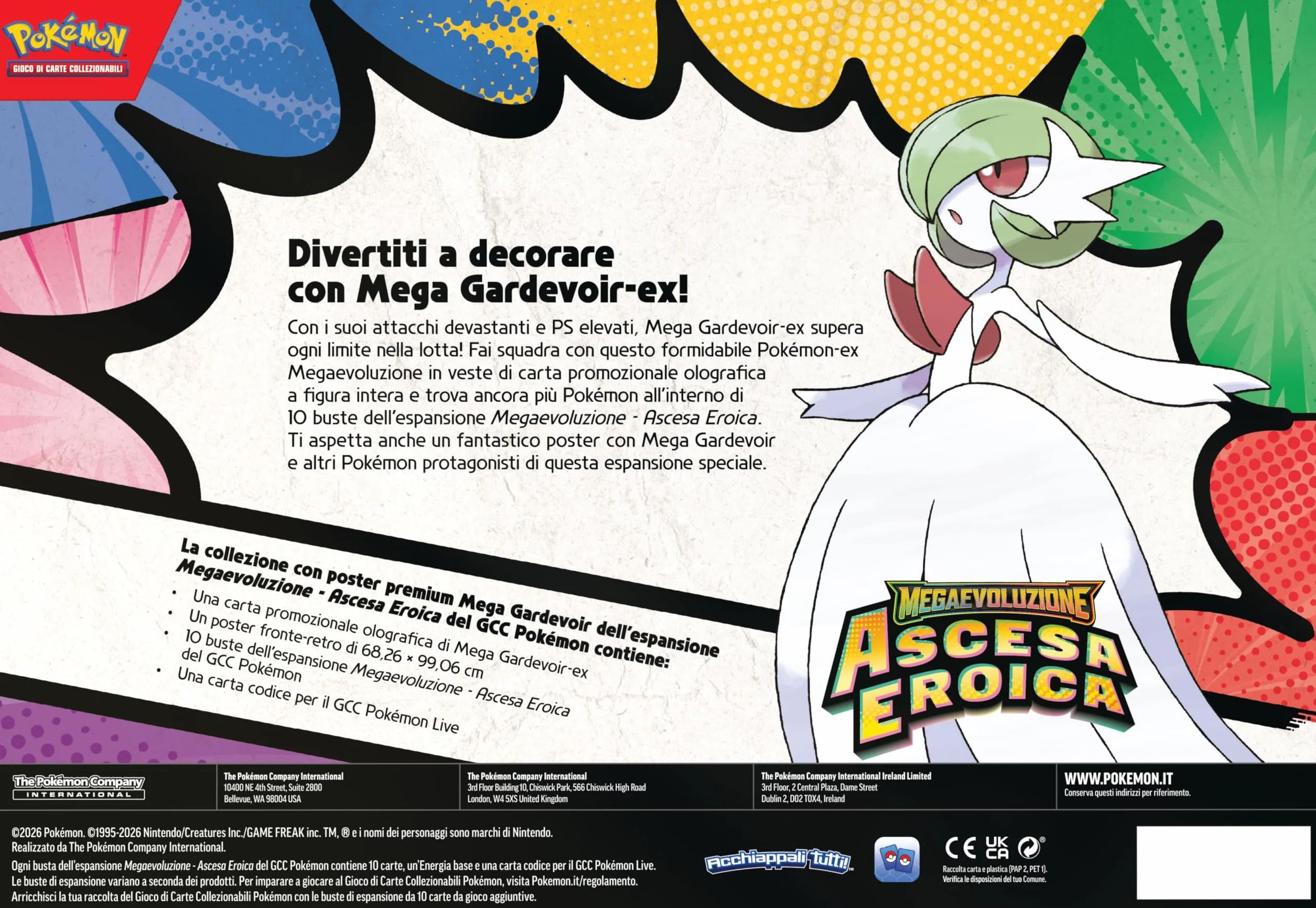 Pokémon: Mega Gardevoir Expansion Expansion MegaEvolution Collection - Heroiczne powstanie GCC Pokémon (1 holograficzna karta promocyjna, 1 plakat dwustronny i 10 rozszerzeń)