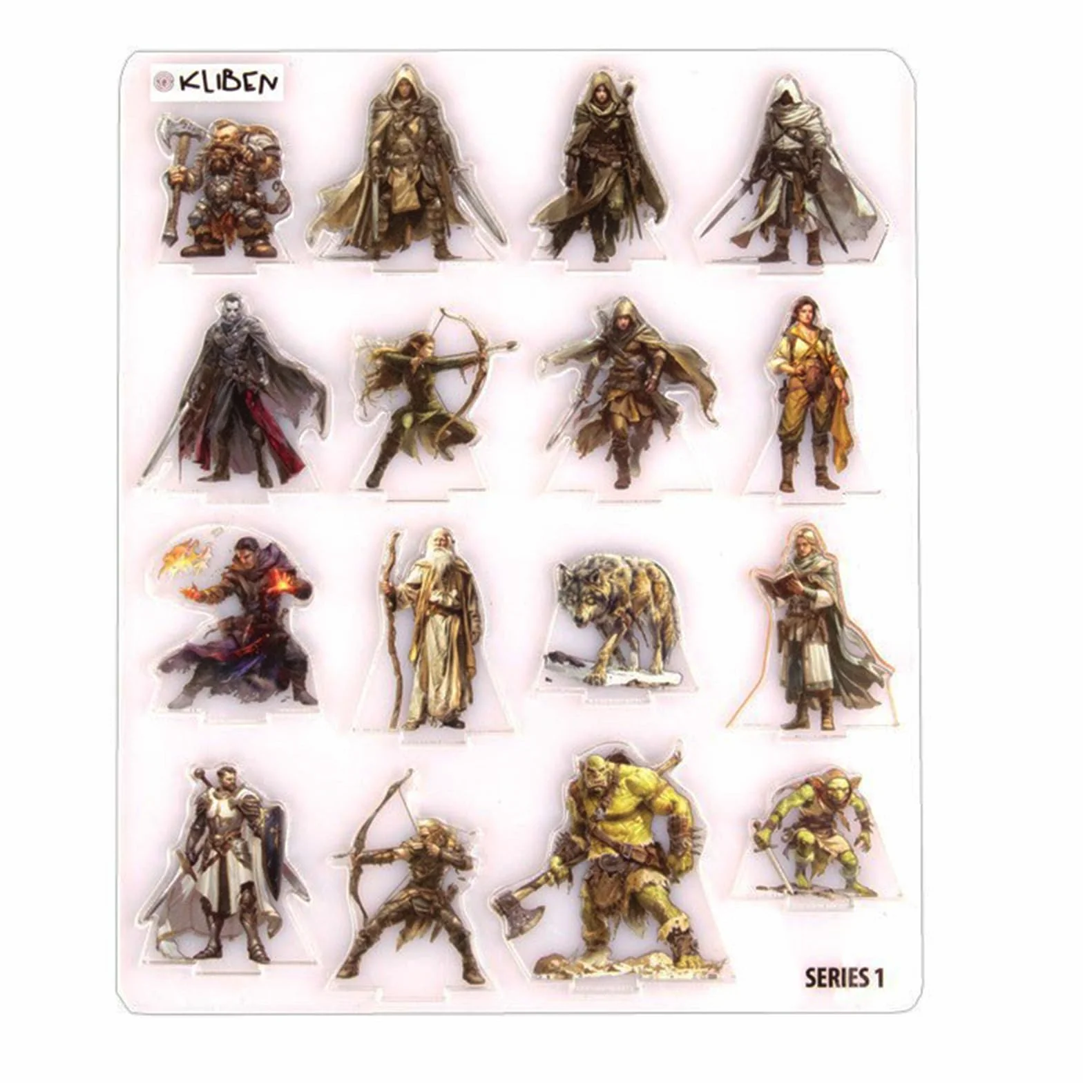 KLIBEN Zestaw 16 miniatur akrylowych dla DND Figurki 2D do Dungeons and Dragons Zestaw startowy D&D 5E Miniatury Plastikowe Role Akcesoria do odgrywania ról, takich jak Pathfinder, Prezenty dla graczy